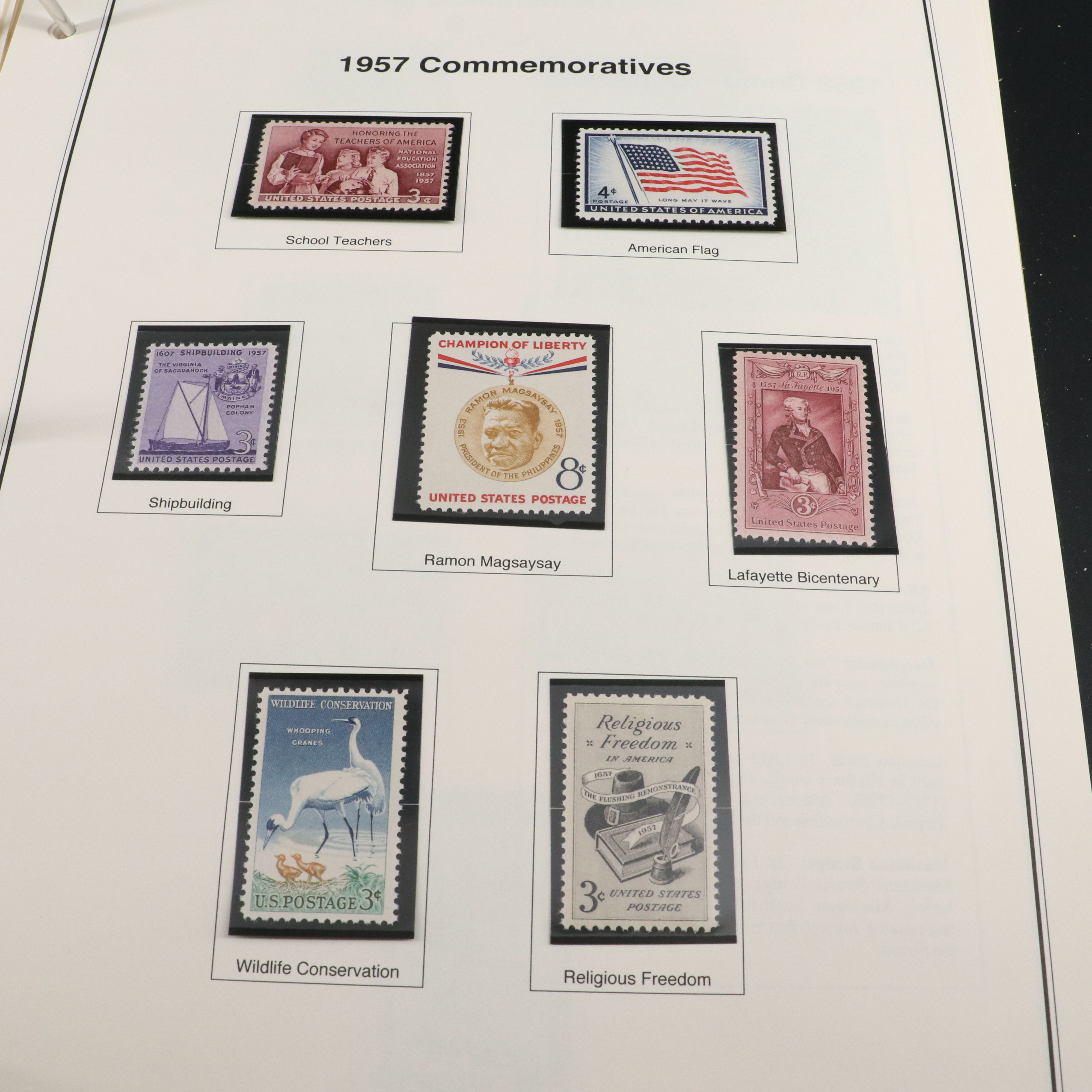 2 Stamp Albums with Mint Stamps, Moon Landing and 1950-1959 Commemorative Stamps