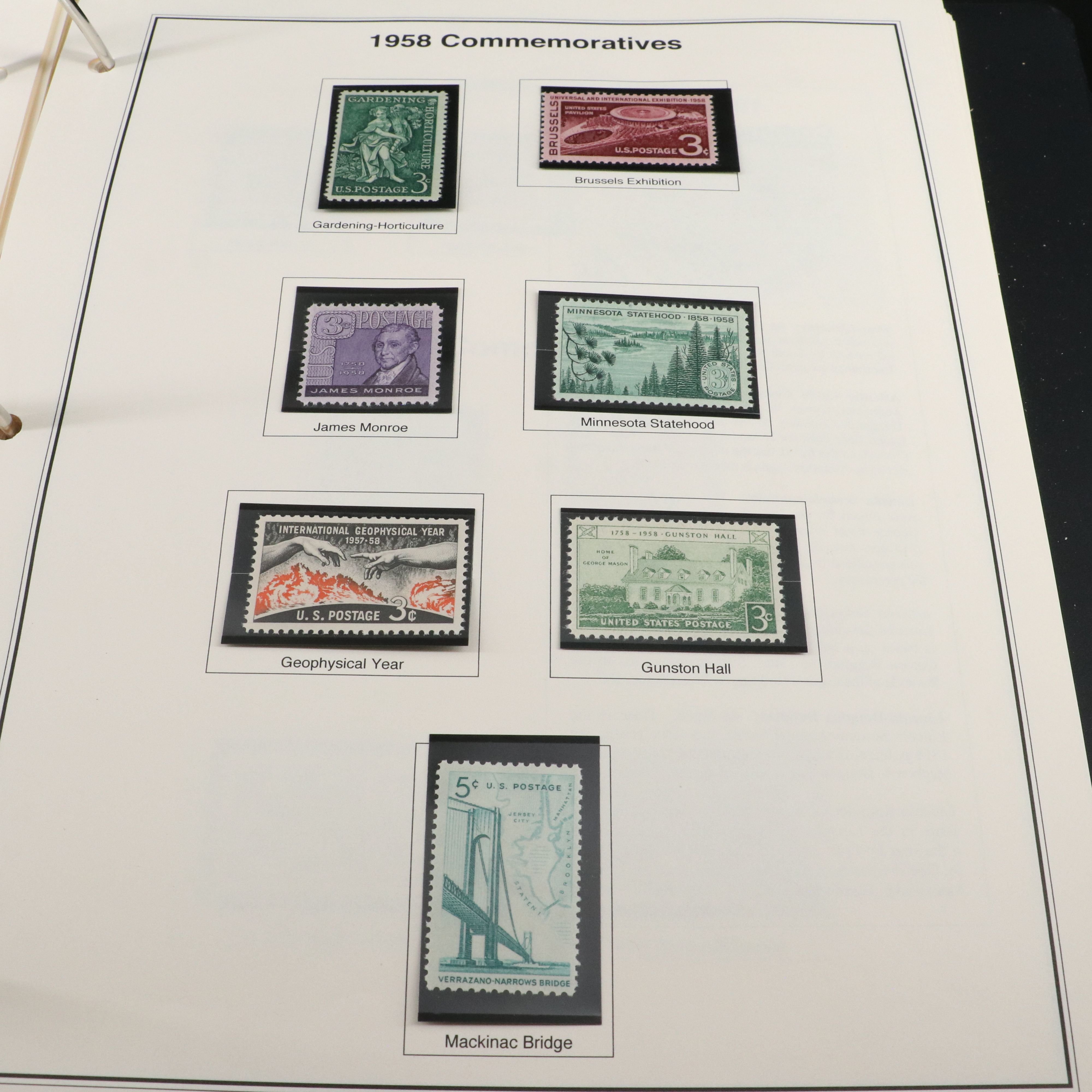 2 Stamp Albums with Mint Stamps, Moon Landing and 1950-1959 Commemorative Stamps