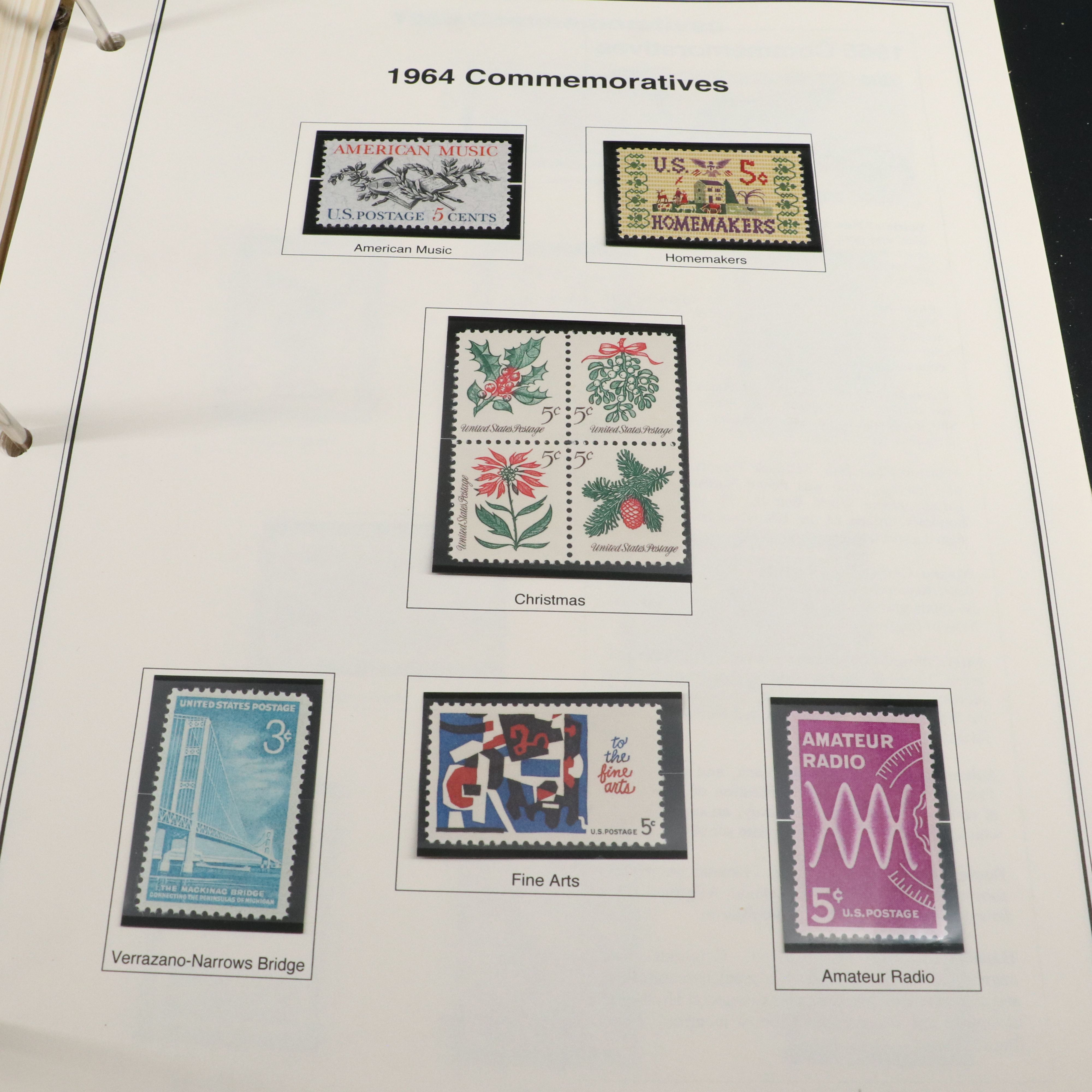 2 Stamp Albums with Mint Stamps, Moon Landing and 1950-1959 Commemorative Stamps