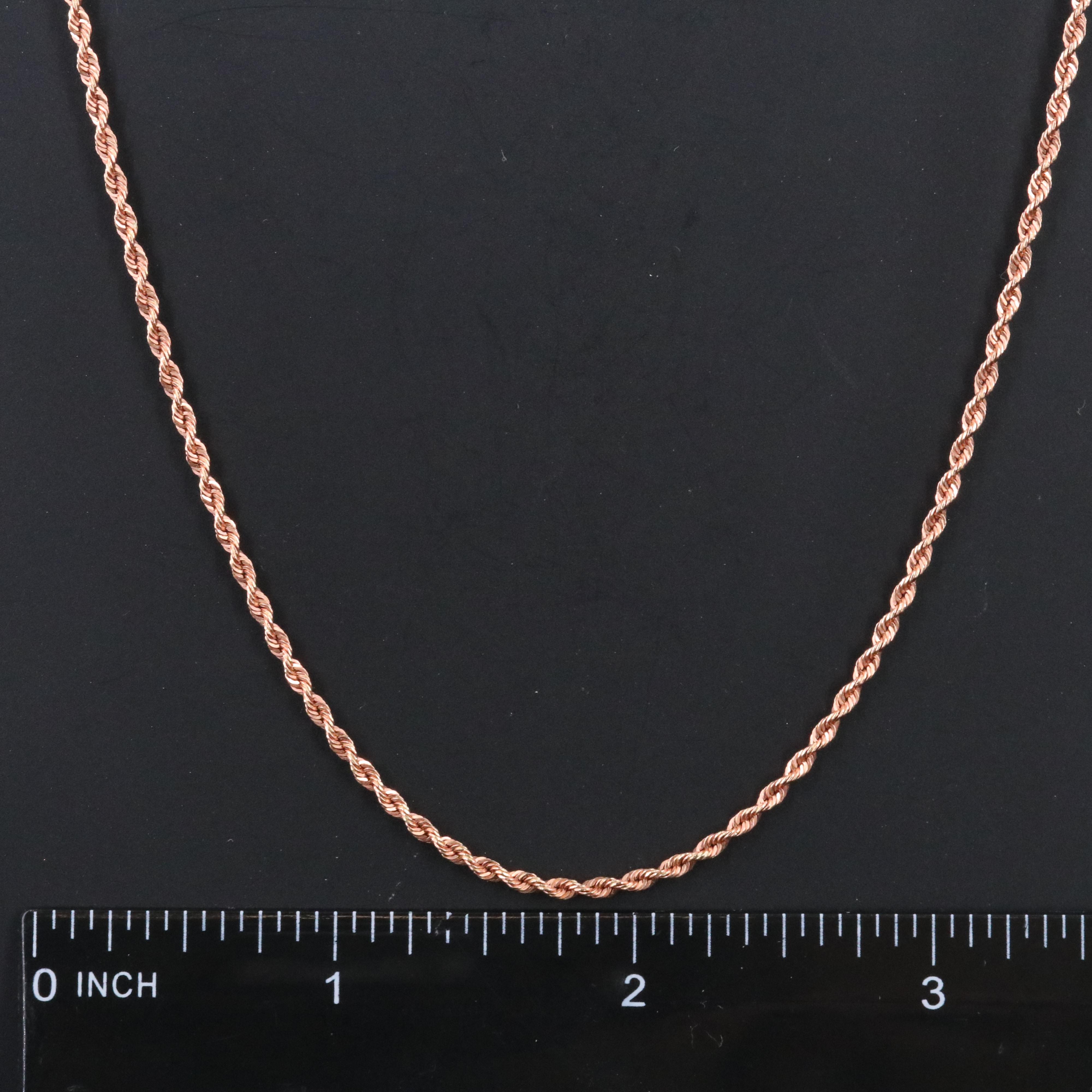 14K Rose Gold Rope Chain Necklace