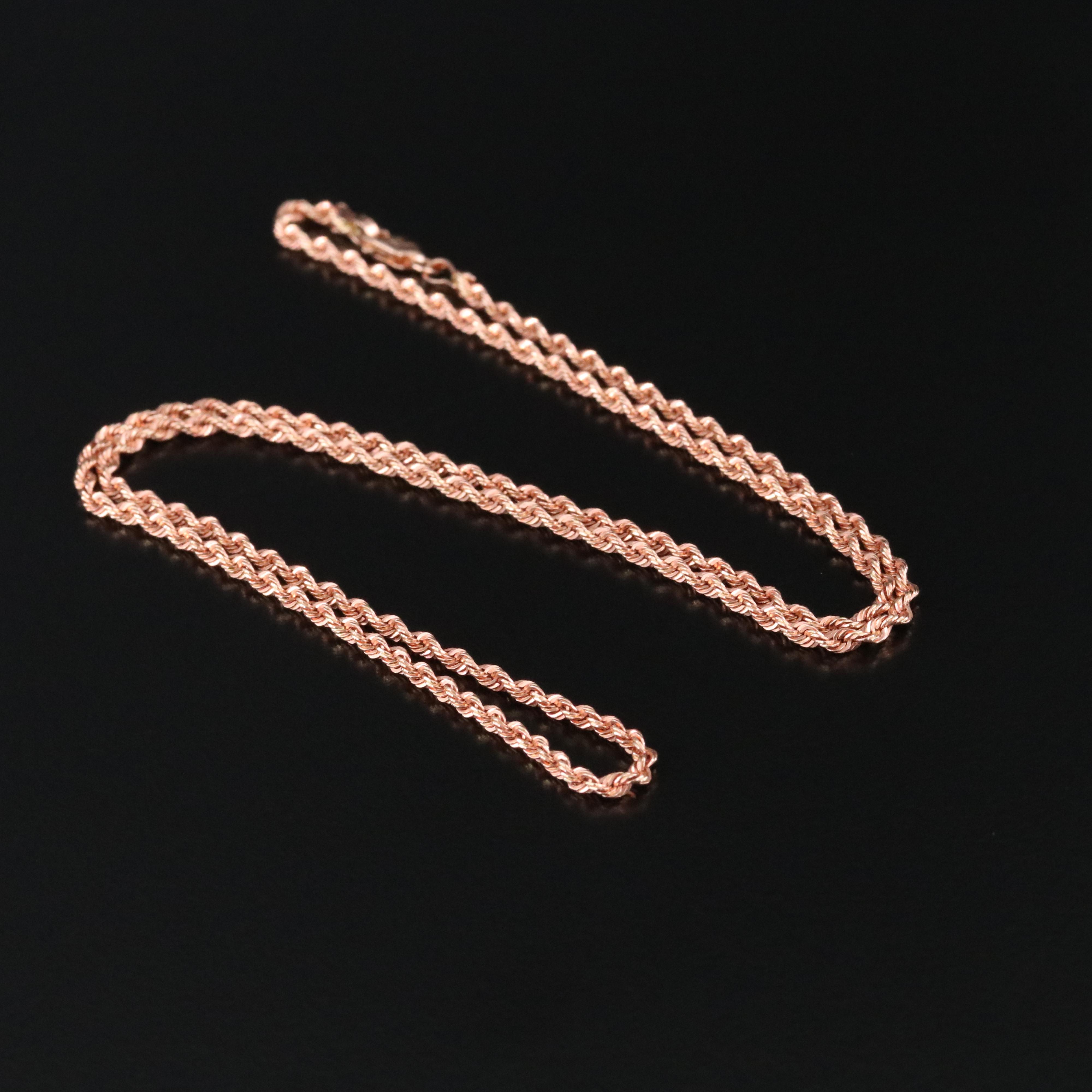14K Rose Gold Rope Chain Necklace
