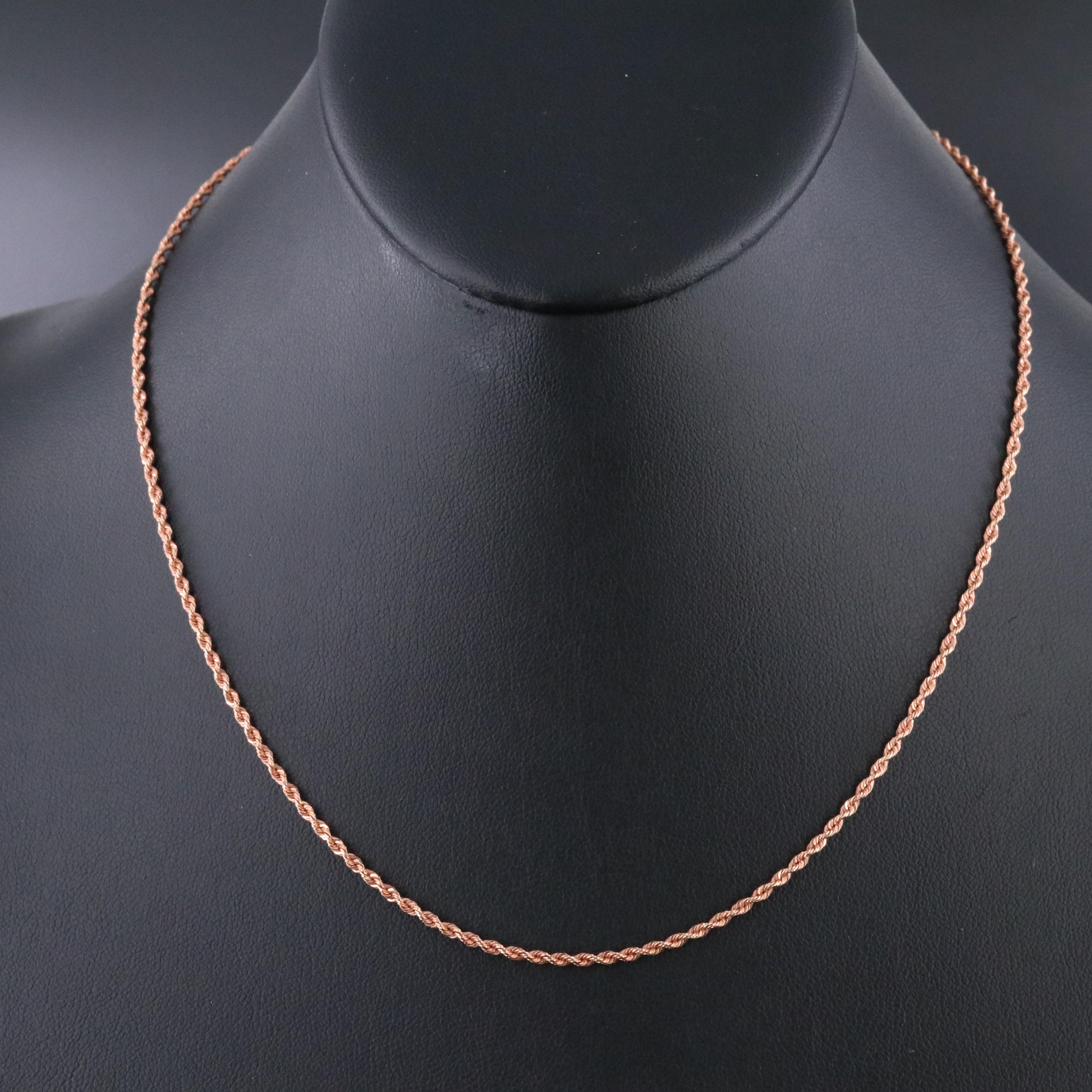 14K Rose Gold Rope Chain Necklace