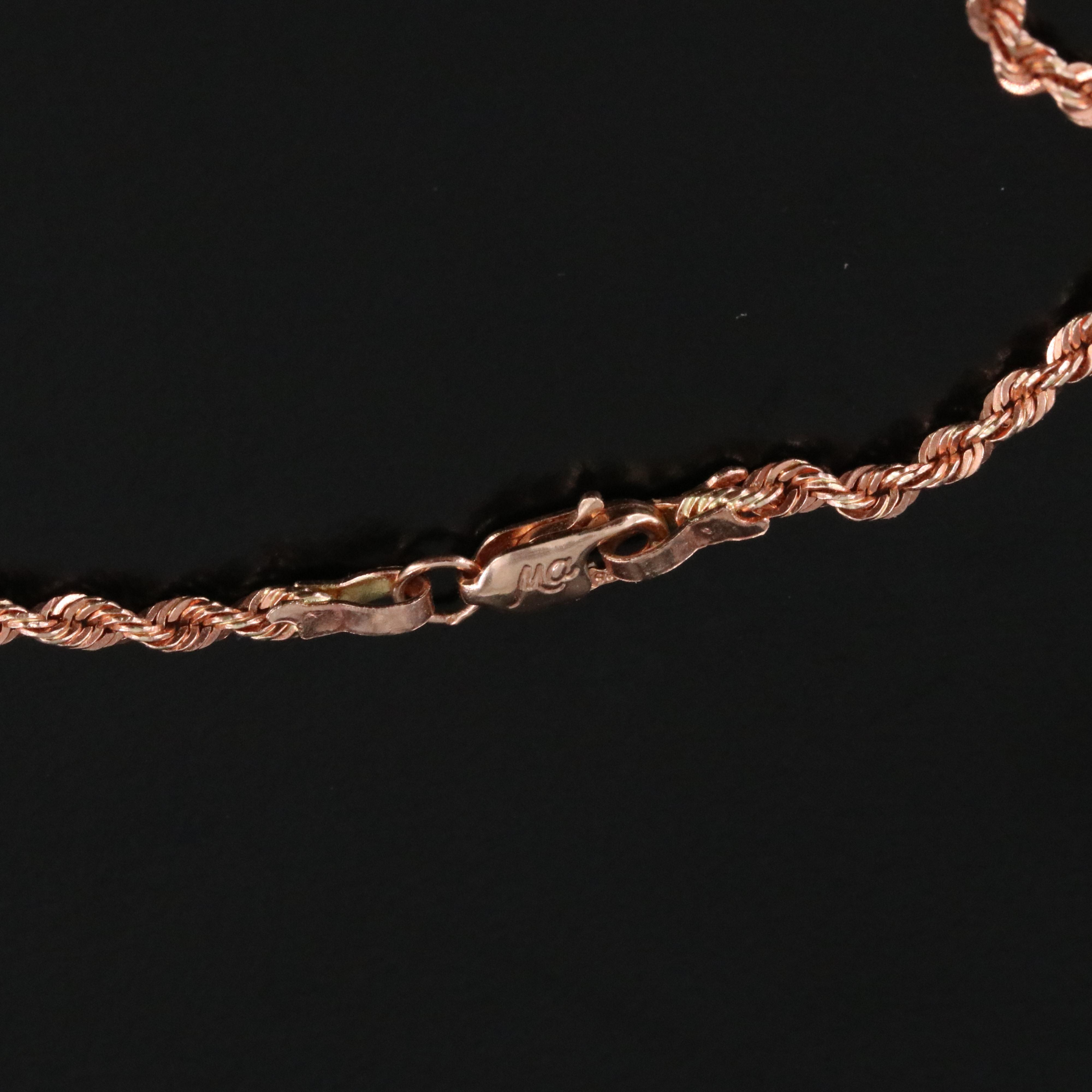 14K Rose Gold Rope Chain Necklace