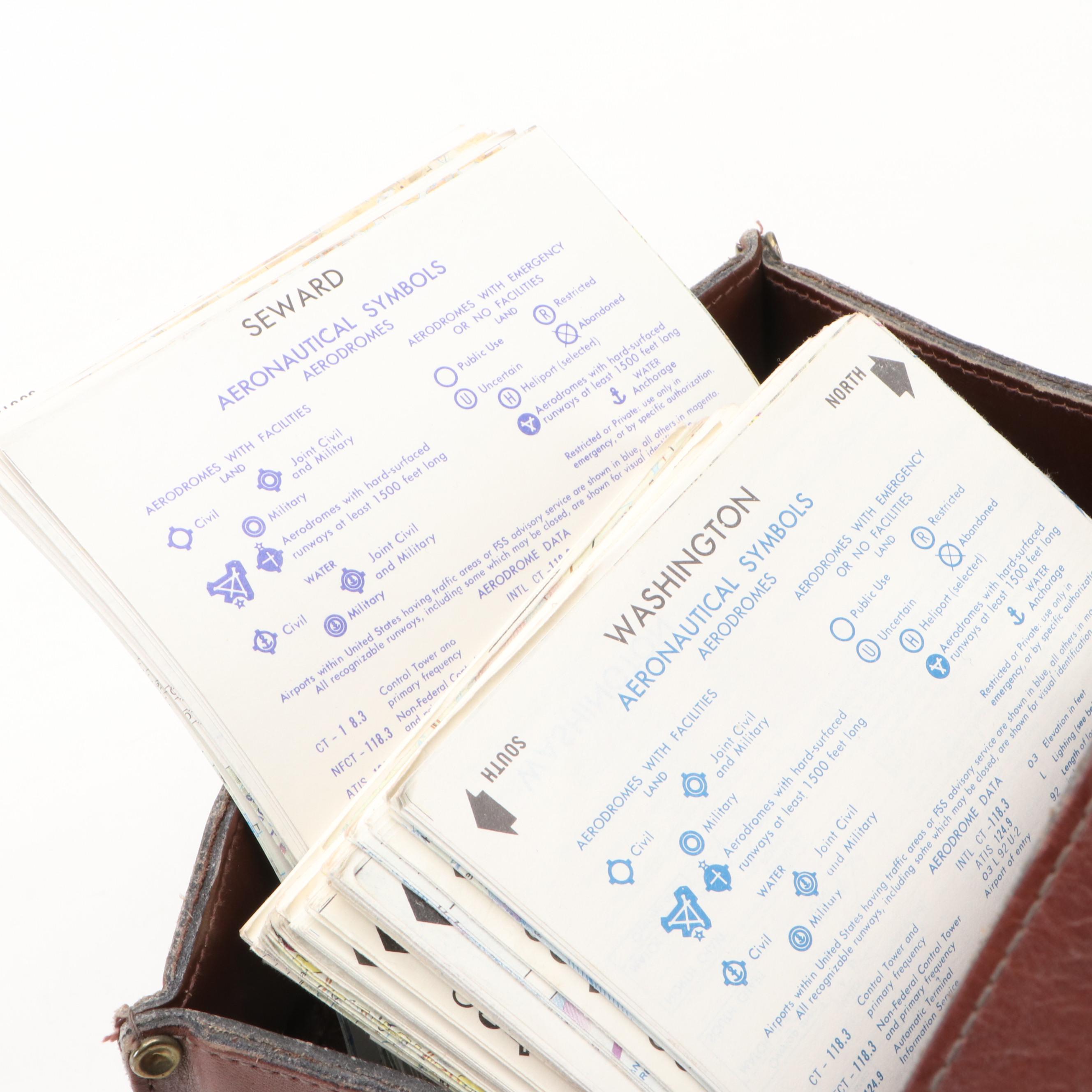 Sectional Aeronautical Flight Charts in Leather Bag