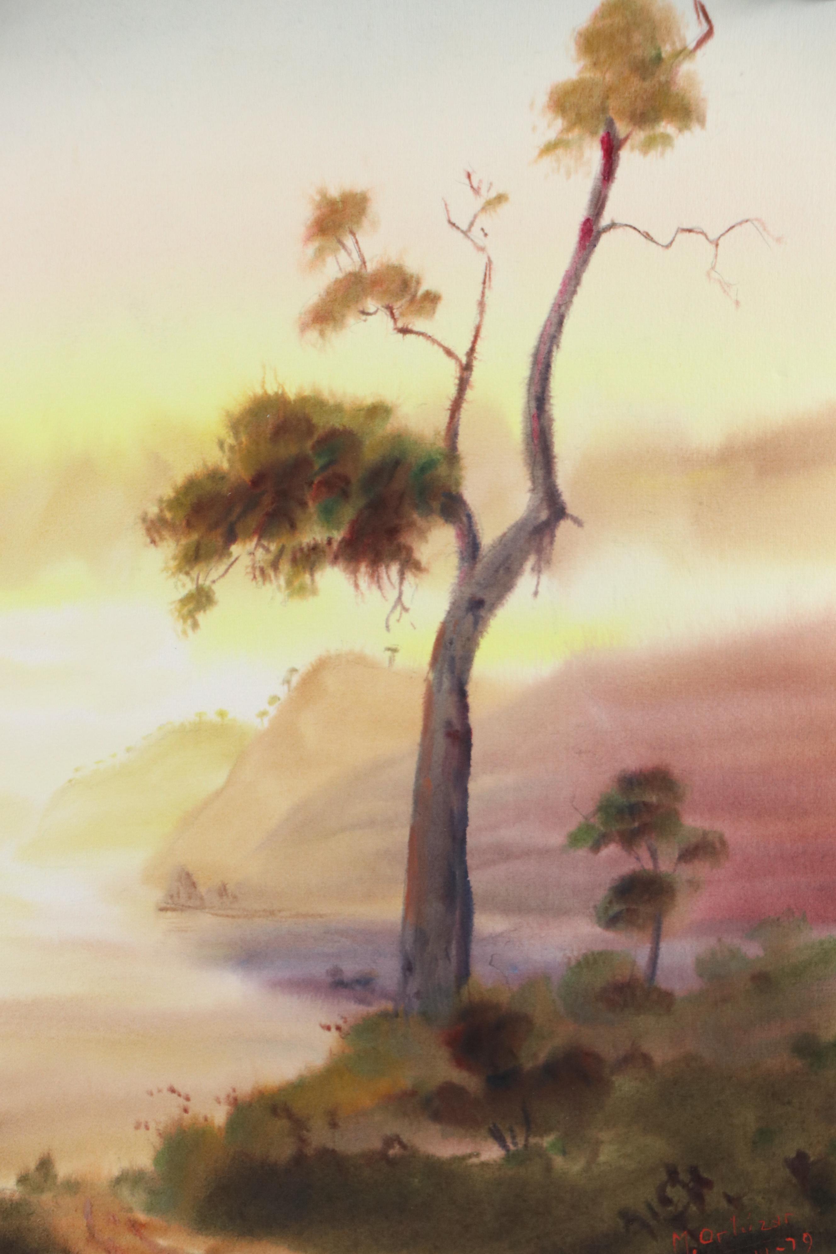 Mariano Ortuzar Chilean Landscape Watercolor Painting, 1979