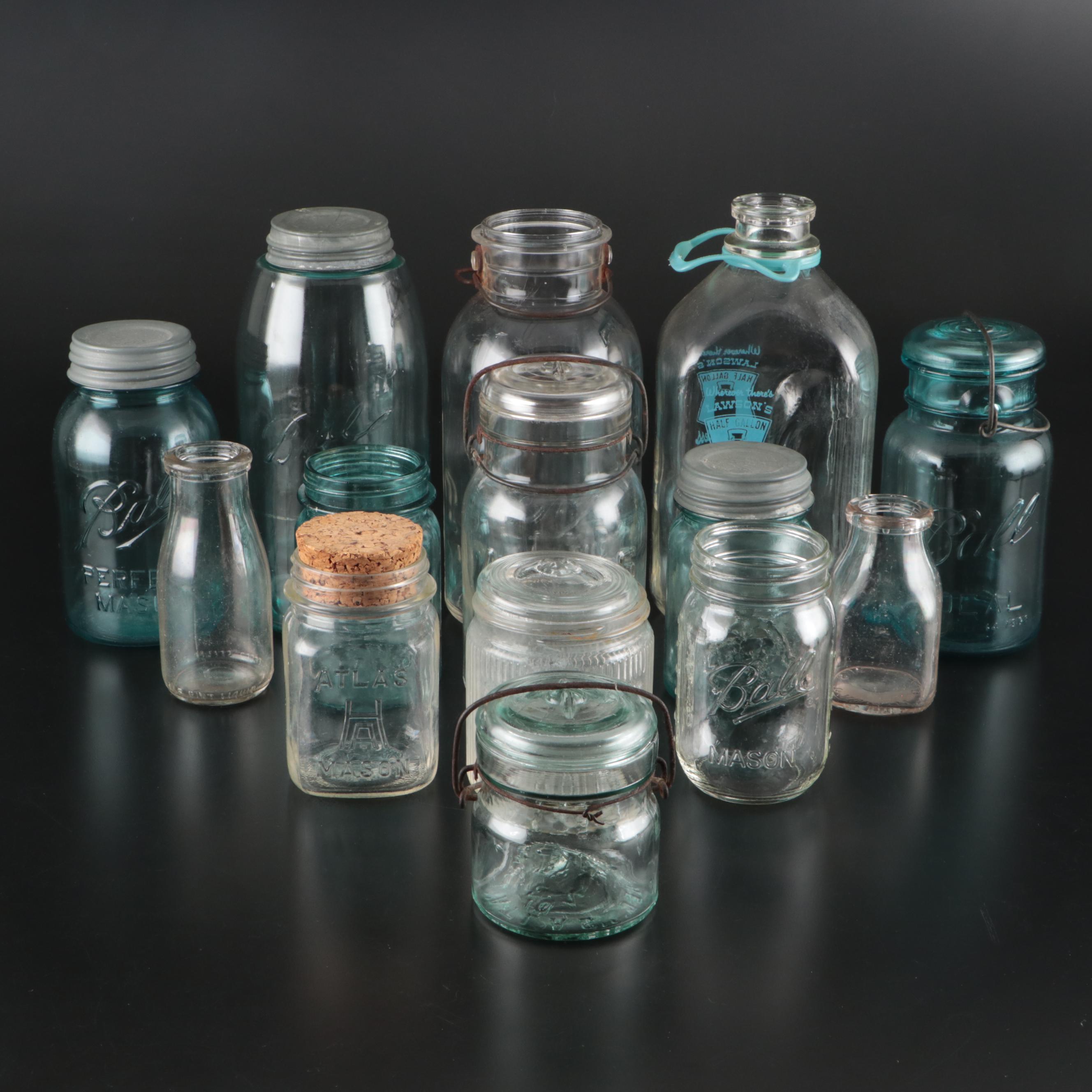 Ball, Atlas, Drey and Other Glass Food Storage Jars and Bottles