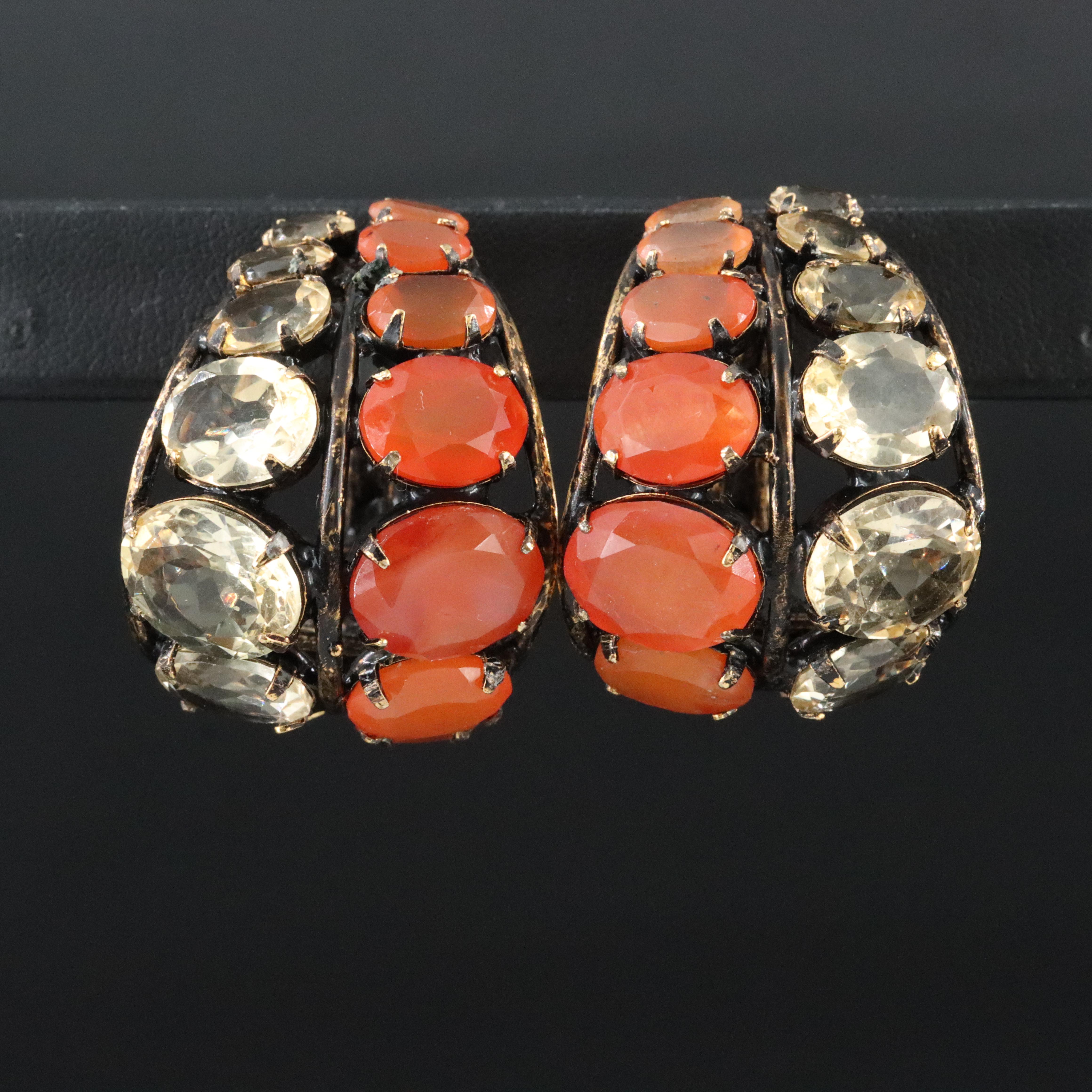 Iradj Moini Citrine and Carnelian Hoop Earrings