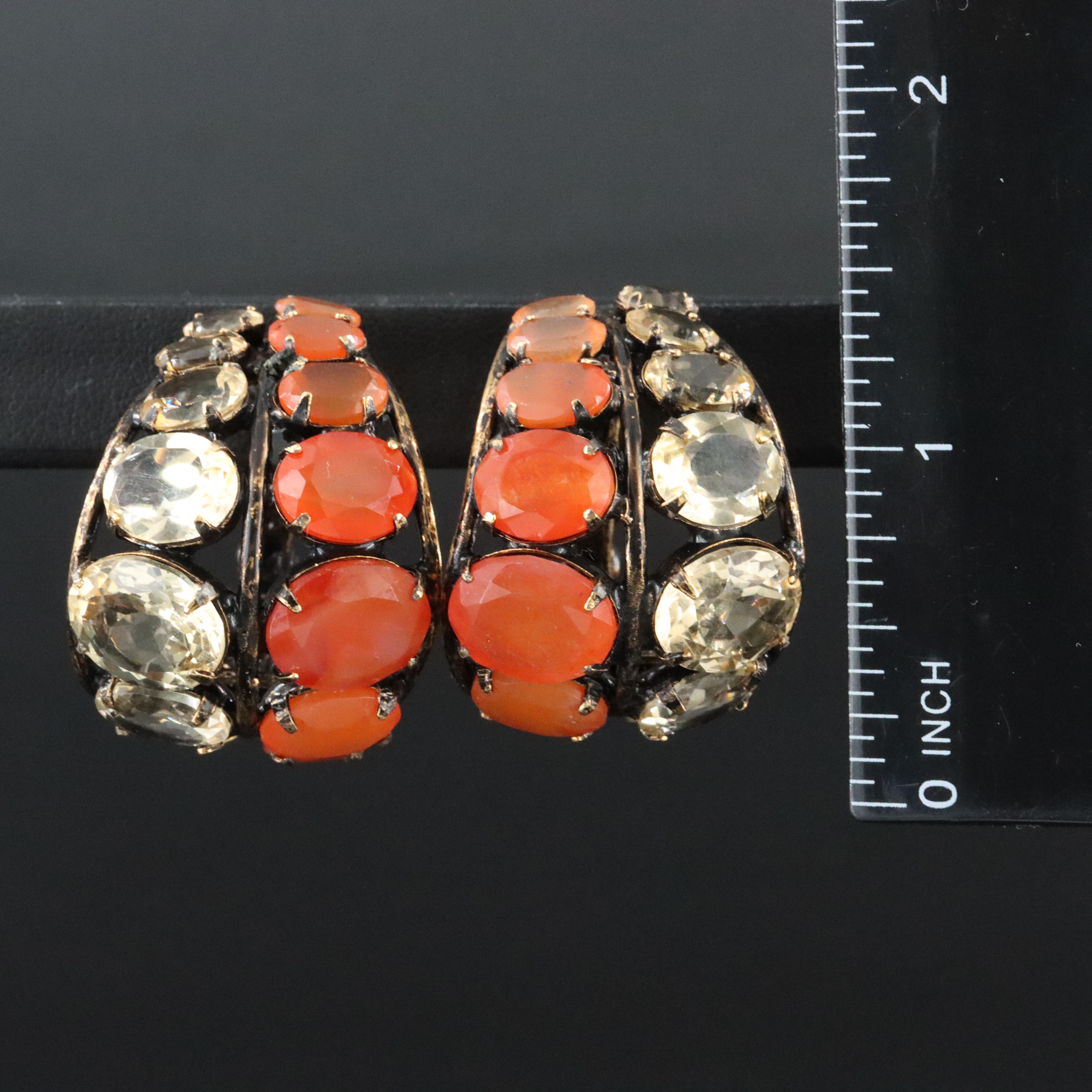 Iradj Moini Citrine and Carnelian Hoop Earrings