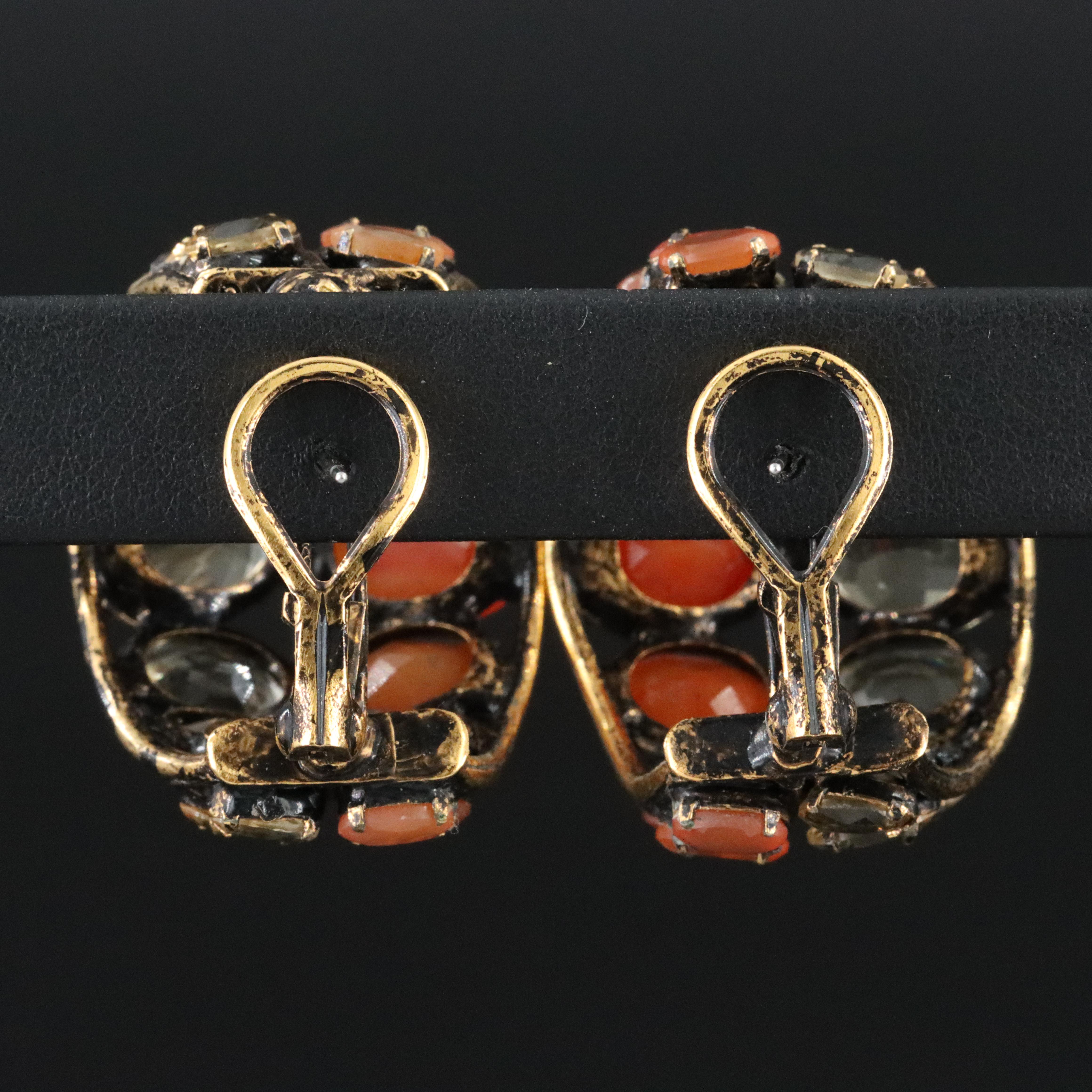 Iradj Moini Citrine and Carnelian Hoop Earrings