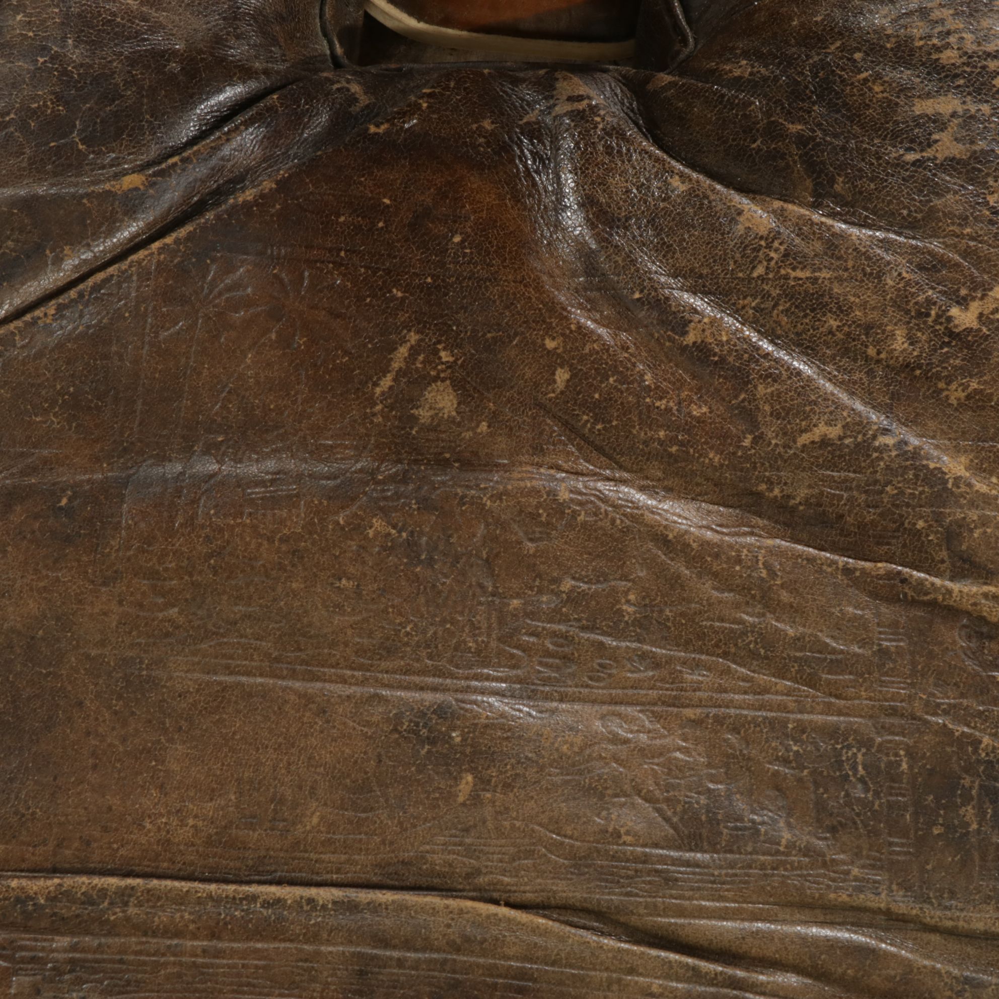 Rustic Camel Saddle Style Footstool with Leather Cushion