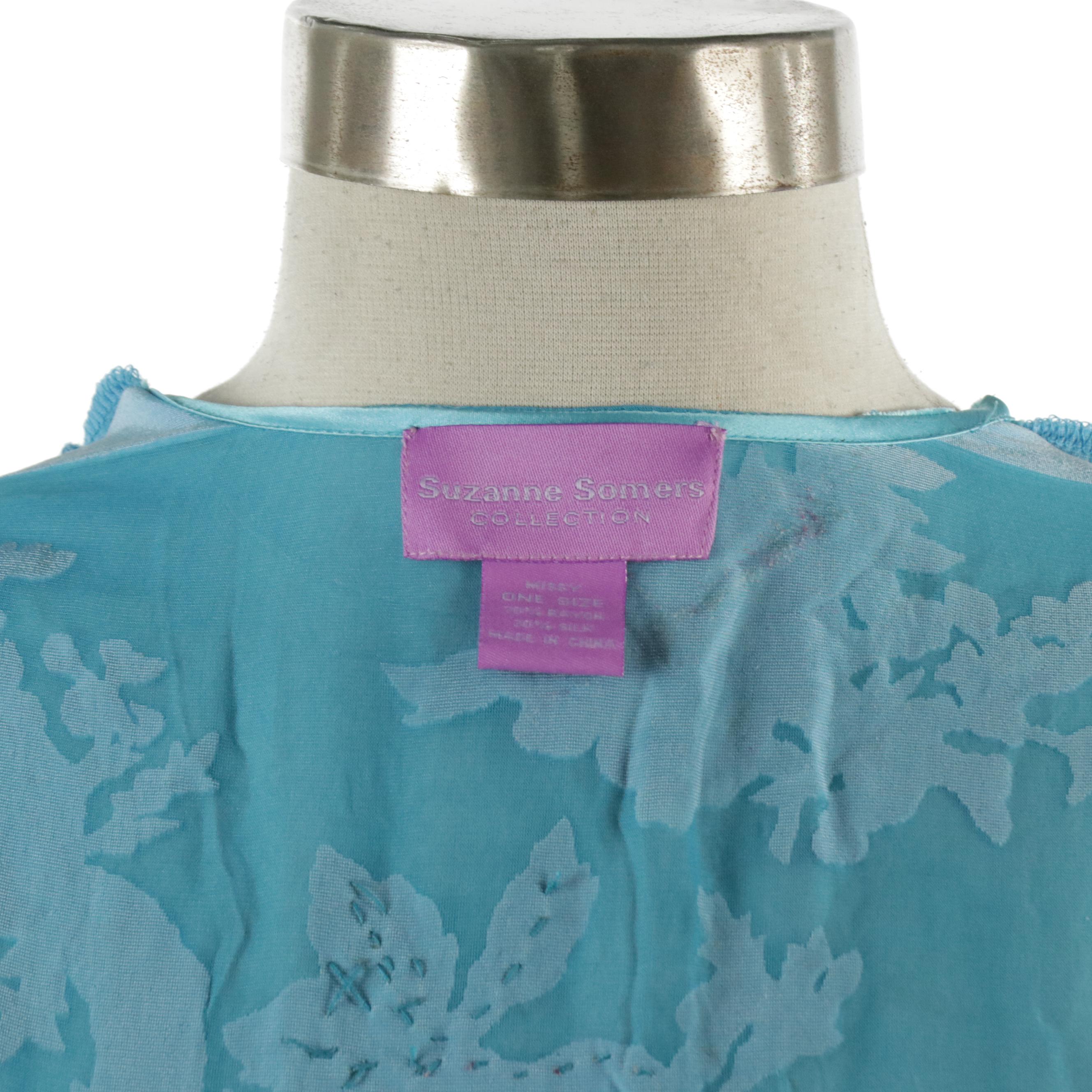 Suzanne Somers Collection Bead Embellished Floral Silk Rayon Tassel Kimono