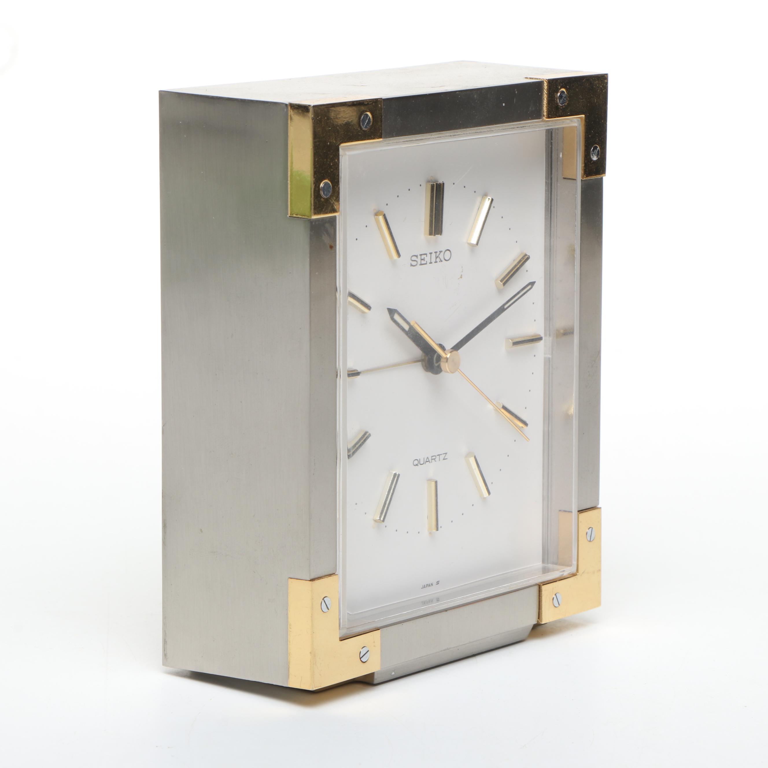 Seiko Stainless Steel and Brass Alarm Clock