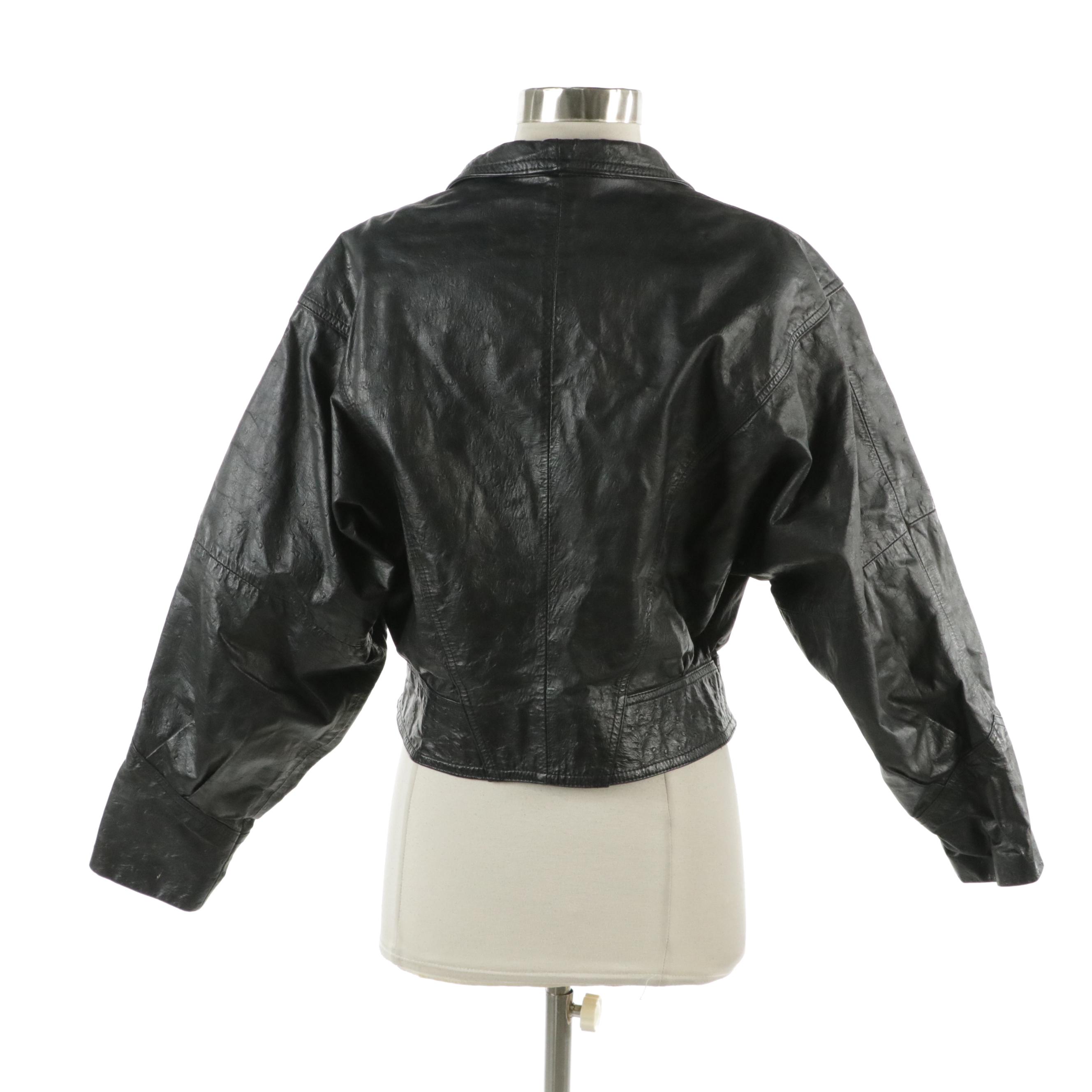 Berman's Ostrich Embossed Leather Jacket