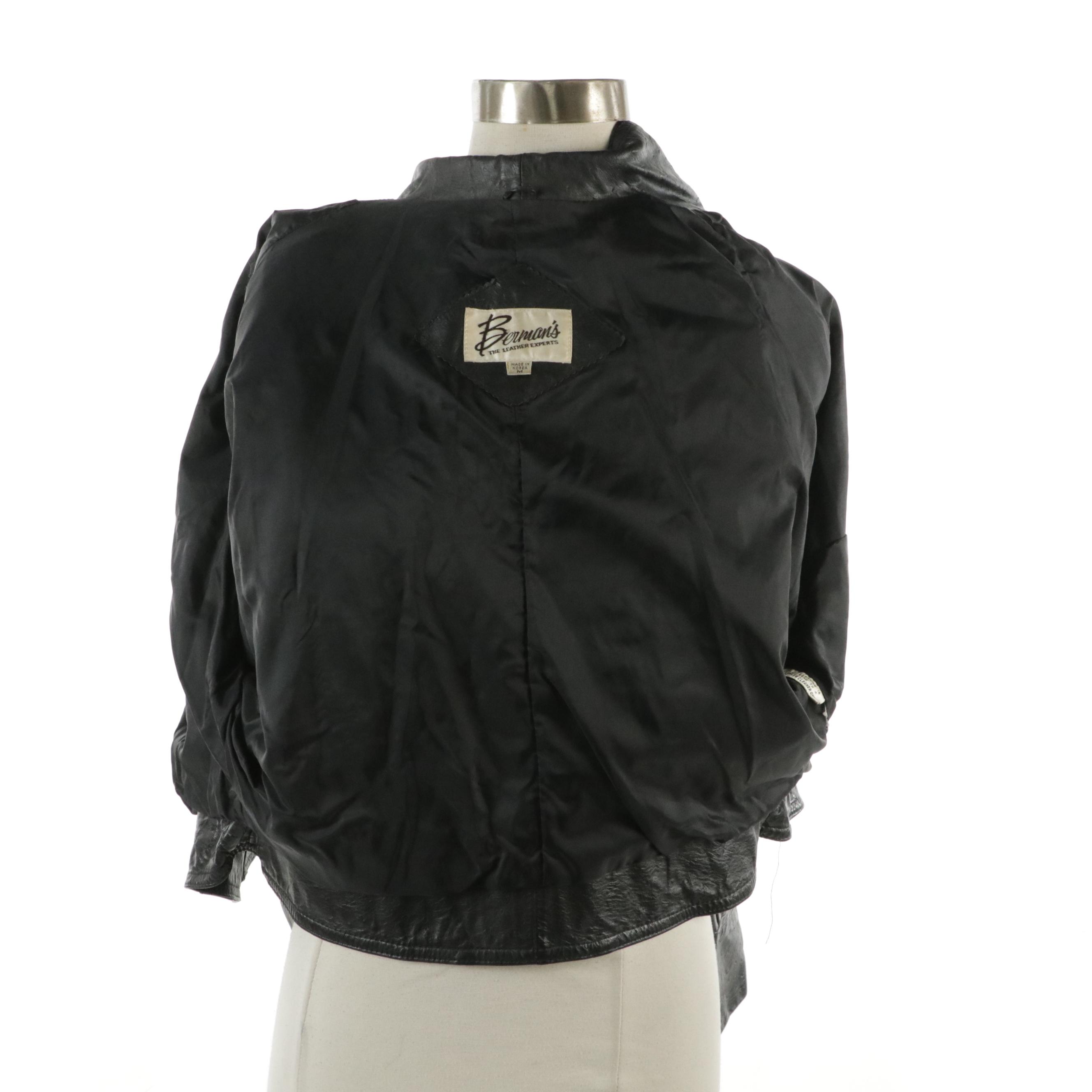 Berman's Ostrich Embossed Leather Jacket