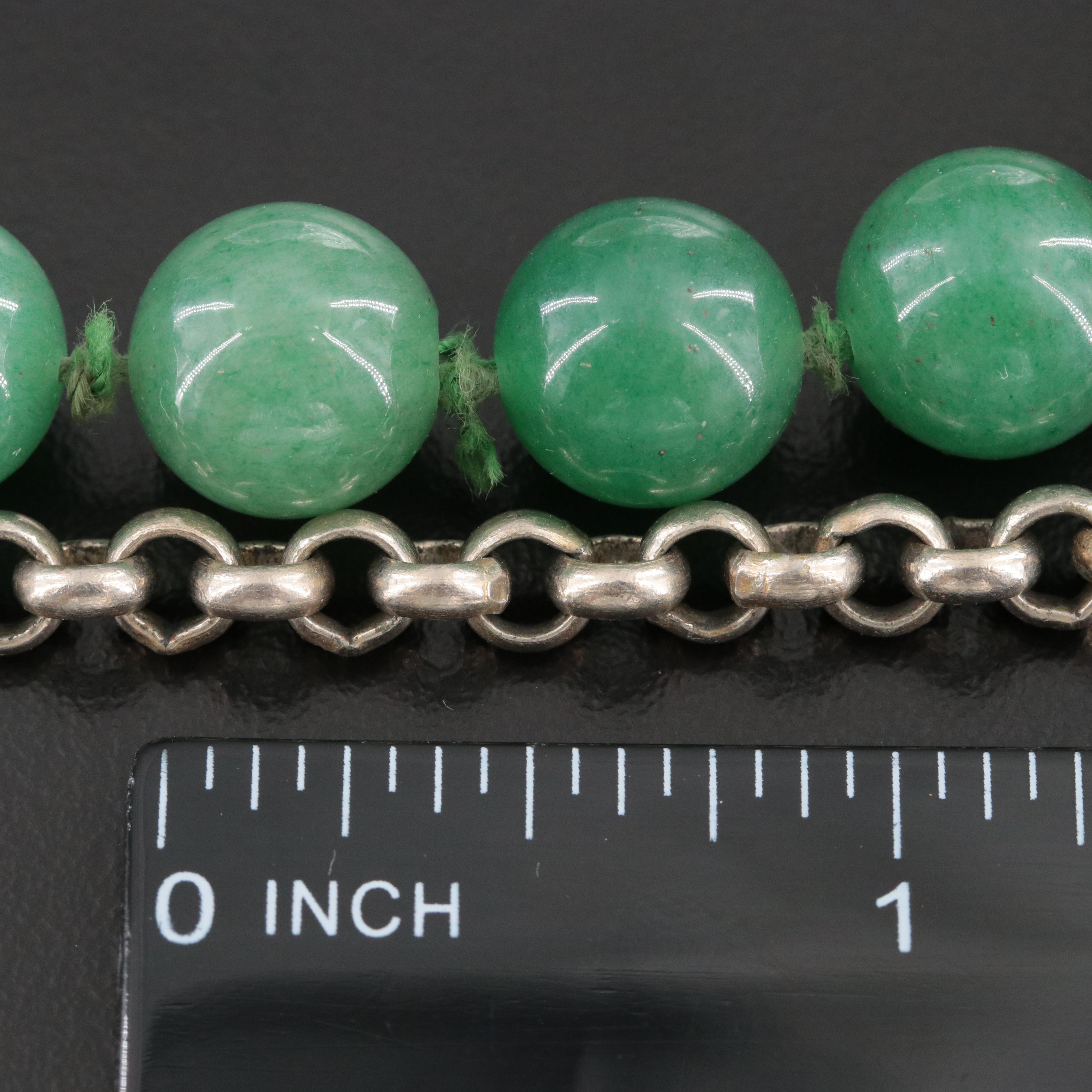 Cable Link Chain and Aventurine Bead Necklace