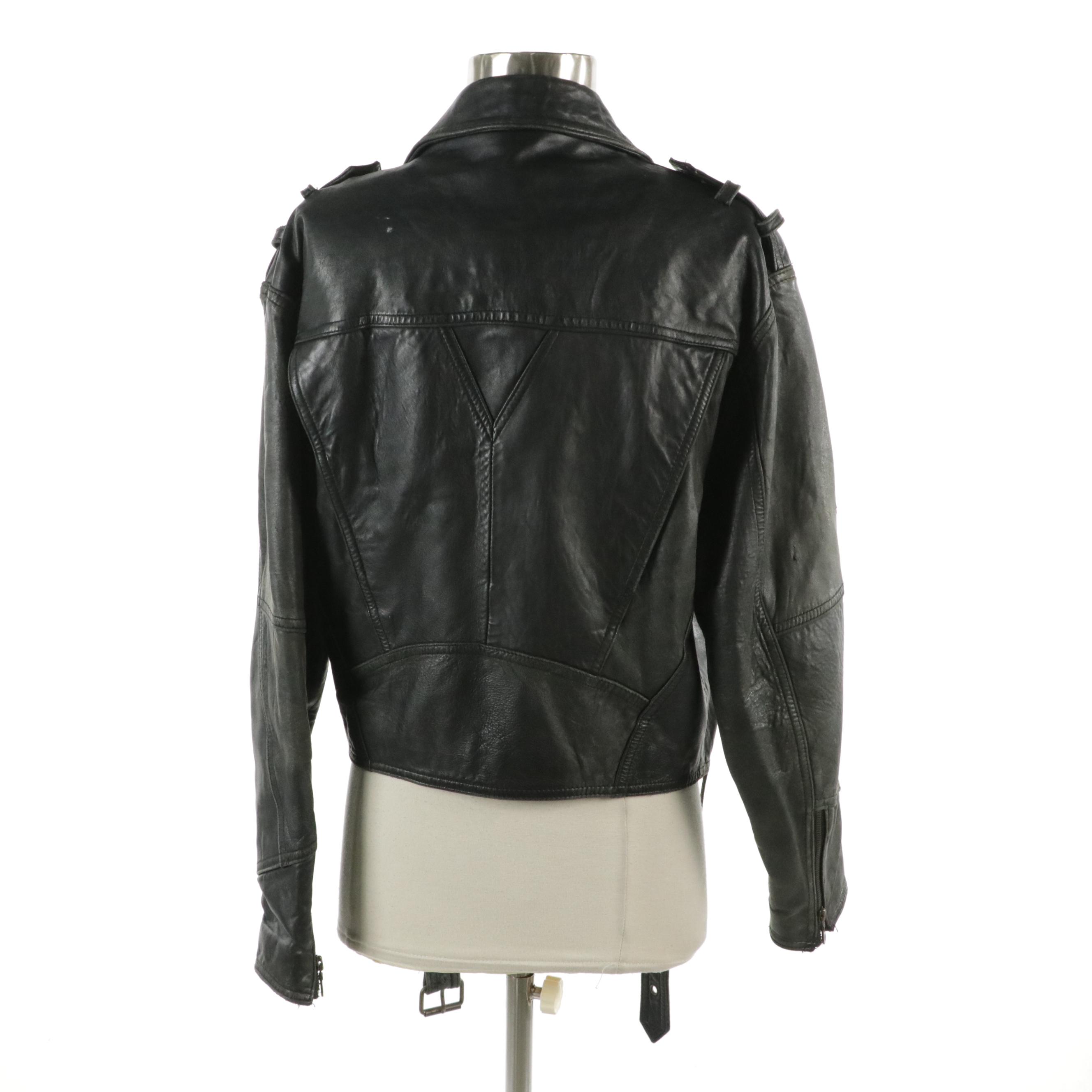 The Limited Black Leather Belted Moto Jacket