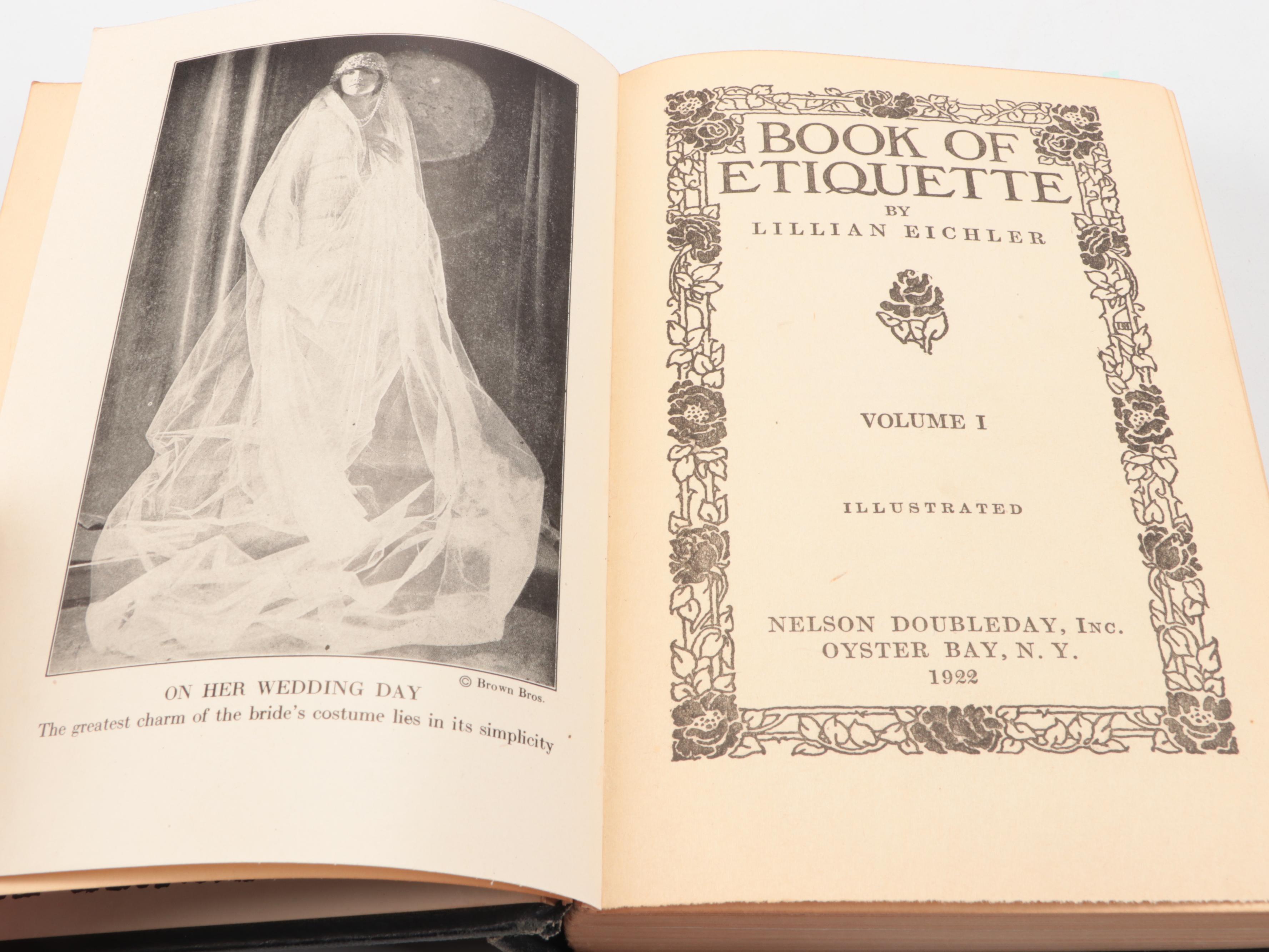 Illustrated "Book of Etiquette" Two-Volume Set by Lillian Eichler, 1922
