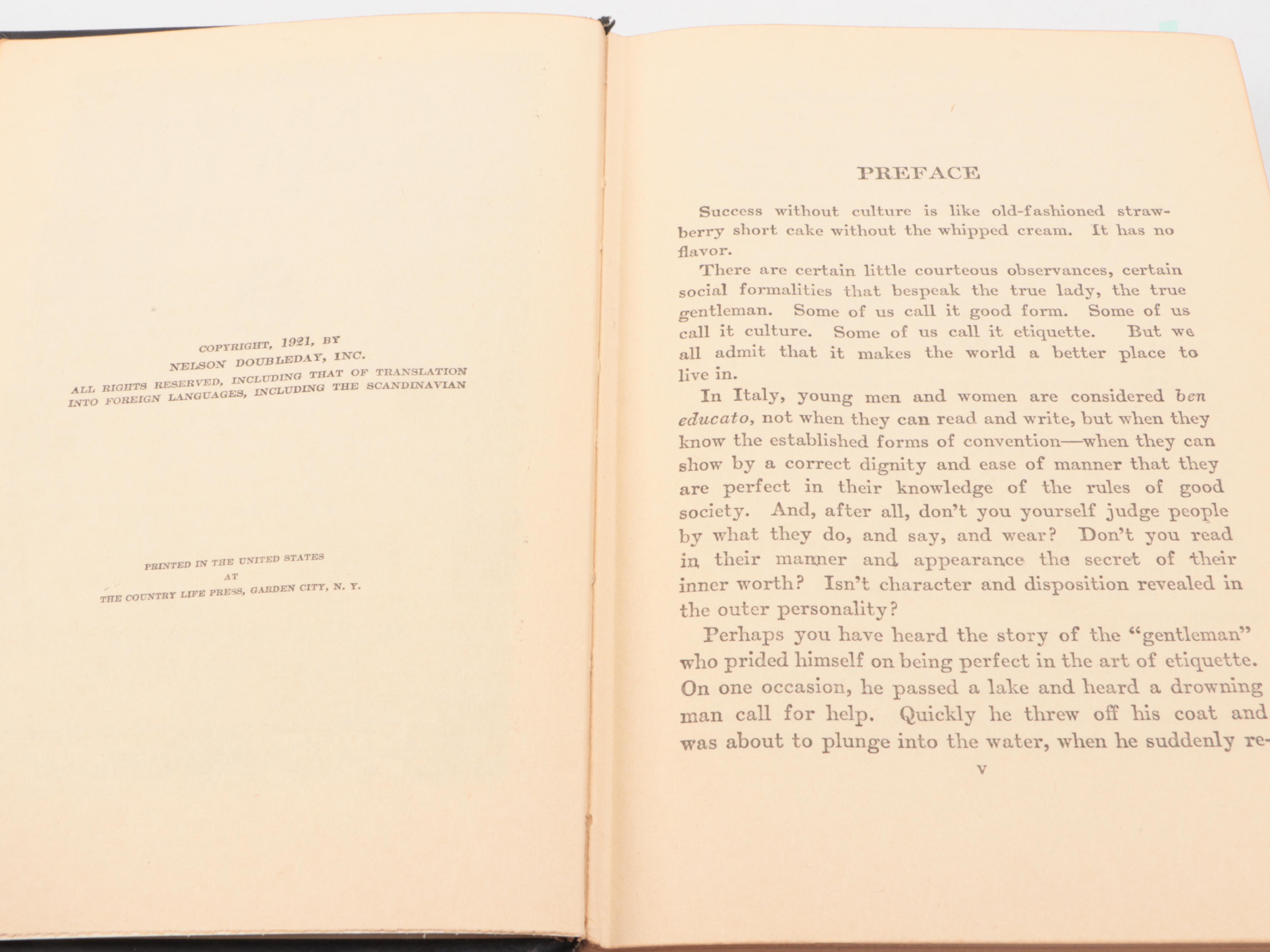 Illustrated "Book of Etiquette" Two-Volume Set by Lillian Eichler, 1922