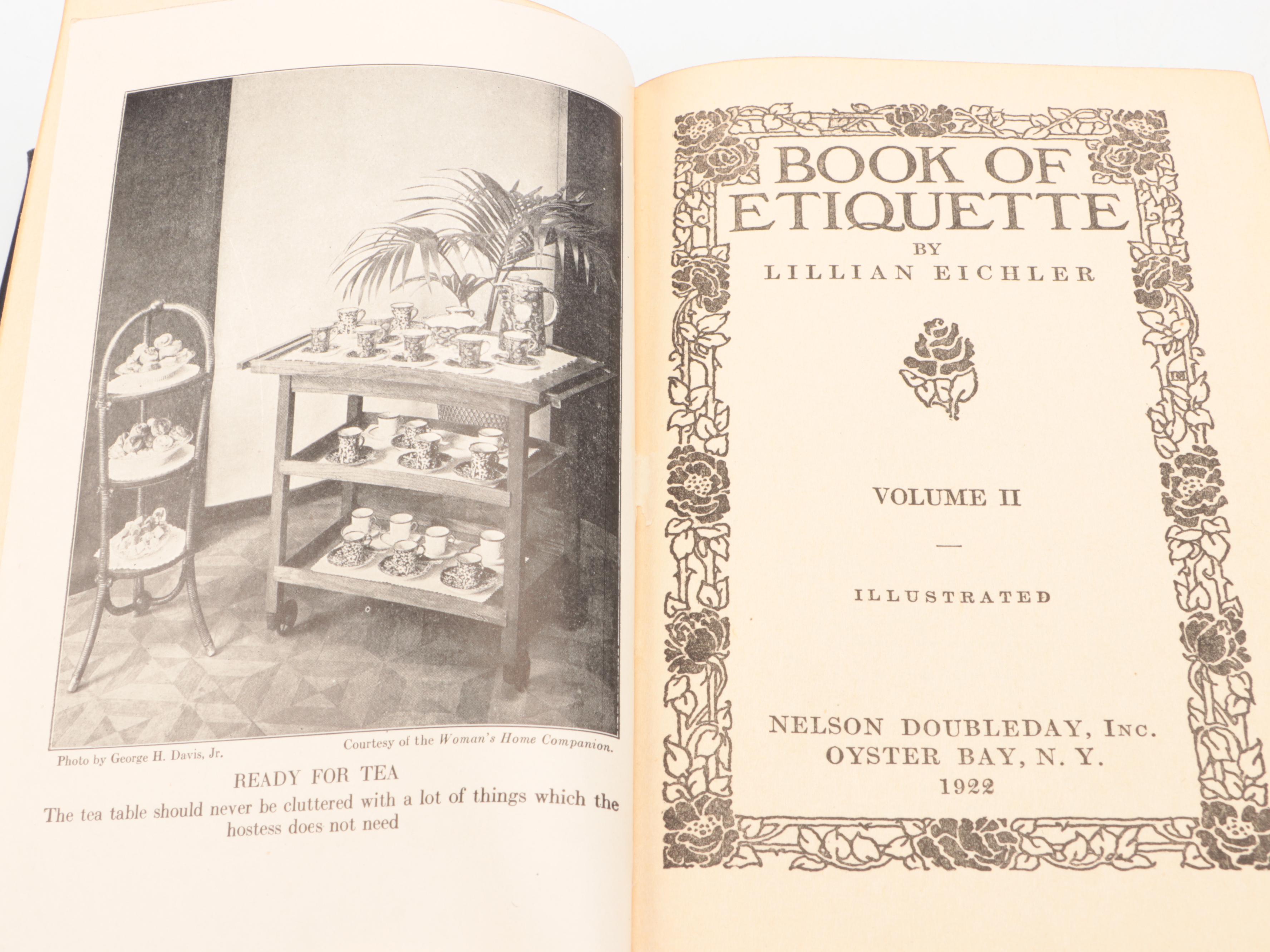 Illustrated "Book of Etiquette" Two-Volume Set by Lillian Eichler, 1922