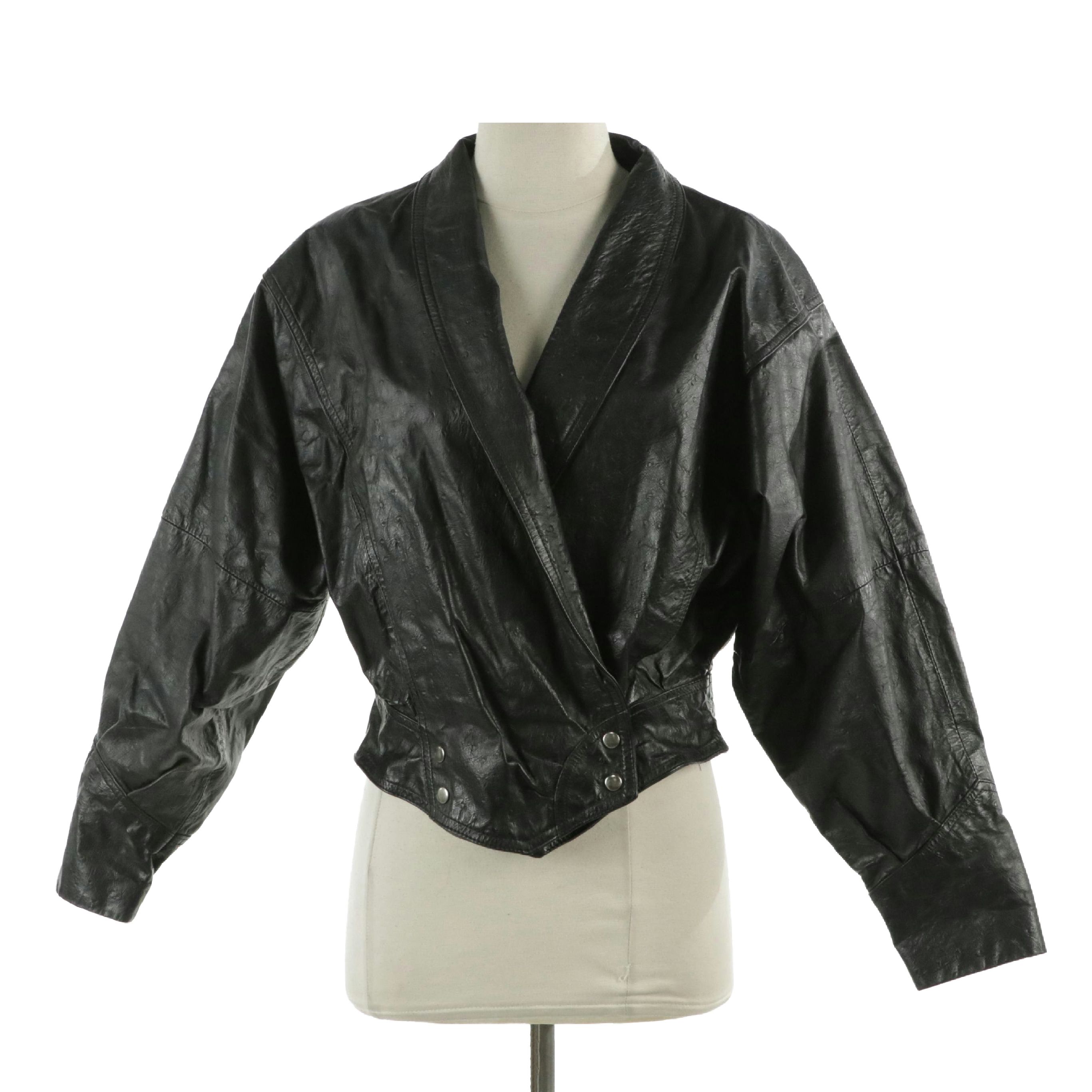 Berman's Ostrich Embossed Leather Jacket