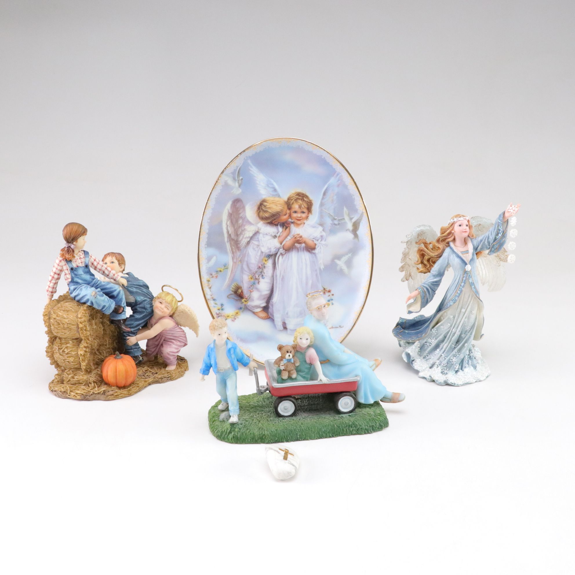 Almost Angels "His Burden is Light" Figurine with "Angel Kisses" Plate and More