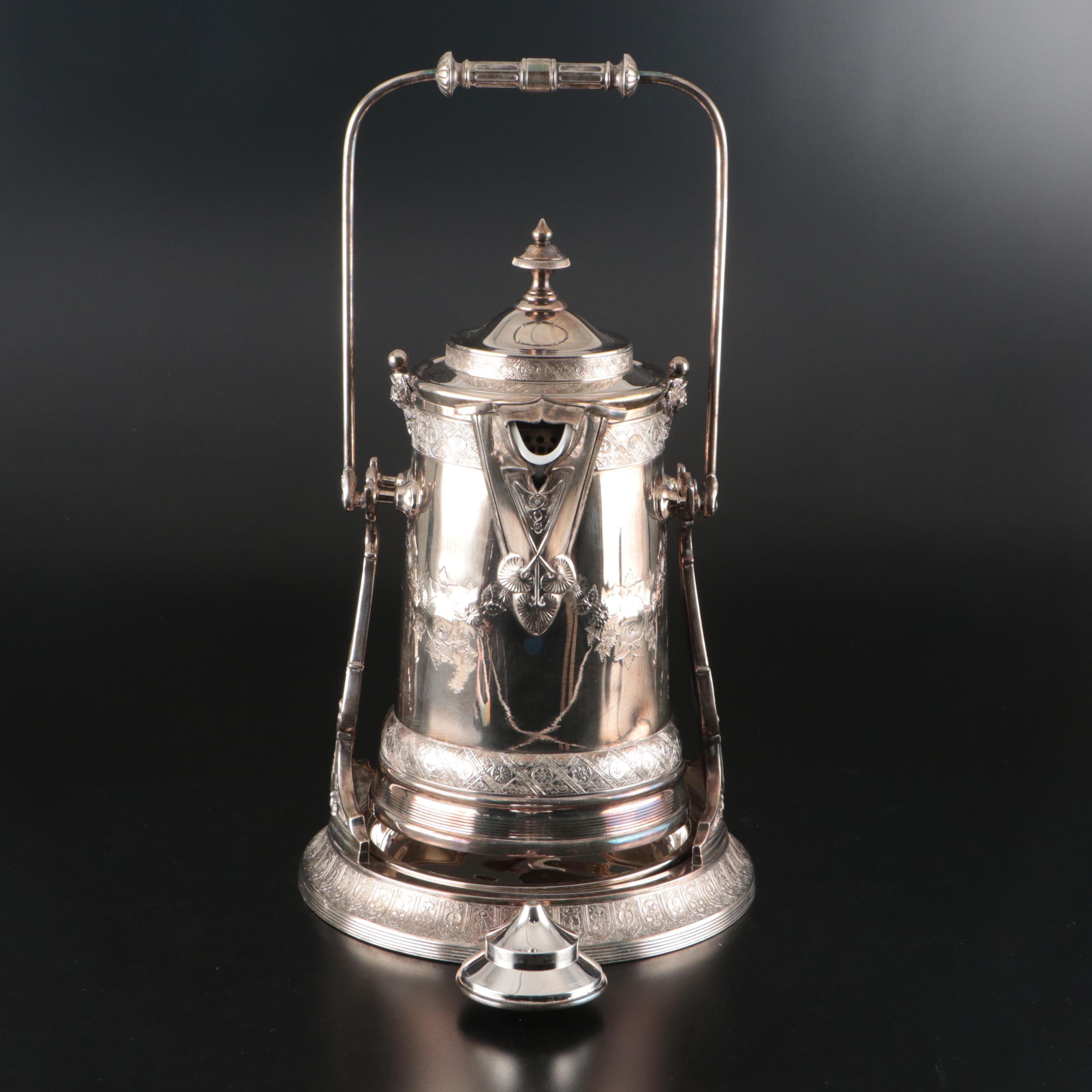 Victorian Reed & Barton Silver Plate Tipping Pitcher with Cup