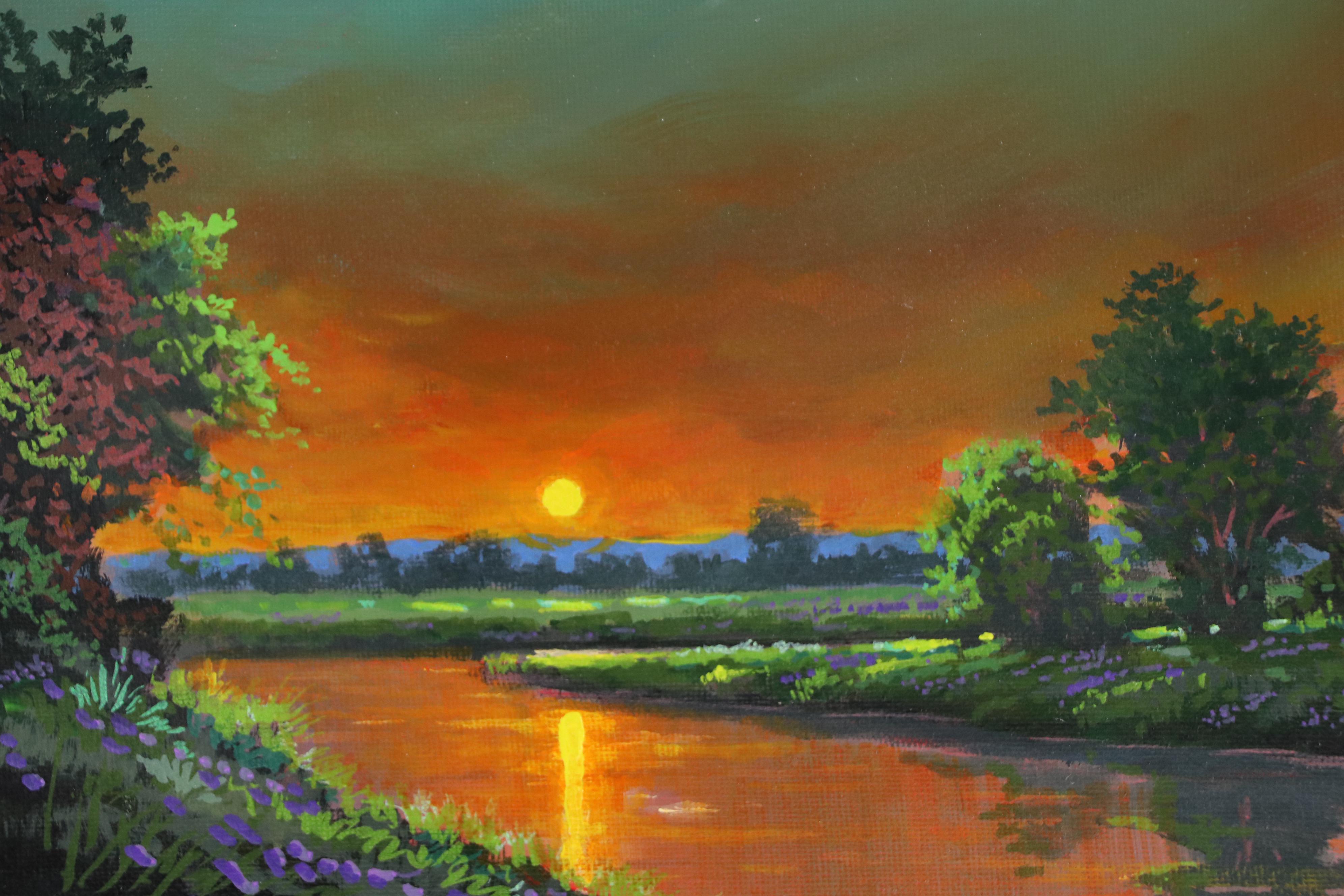 Doug "Bumo" Johnpeer Sunset Landscape Oil Painting, 2025