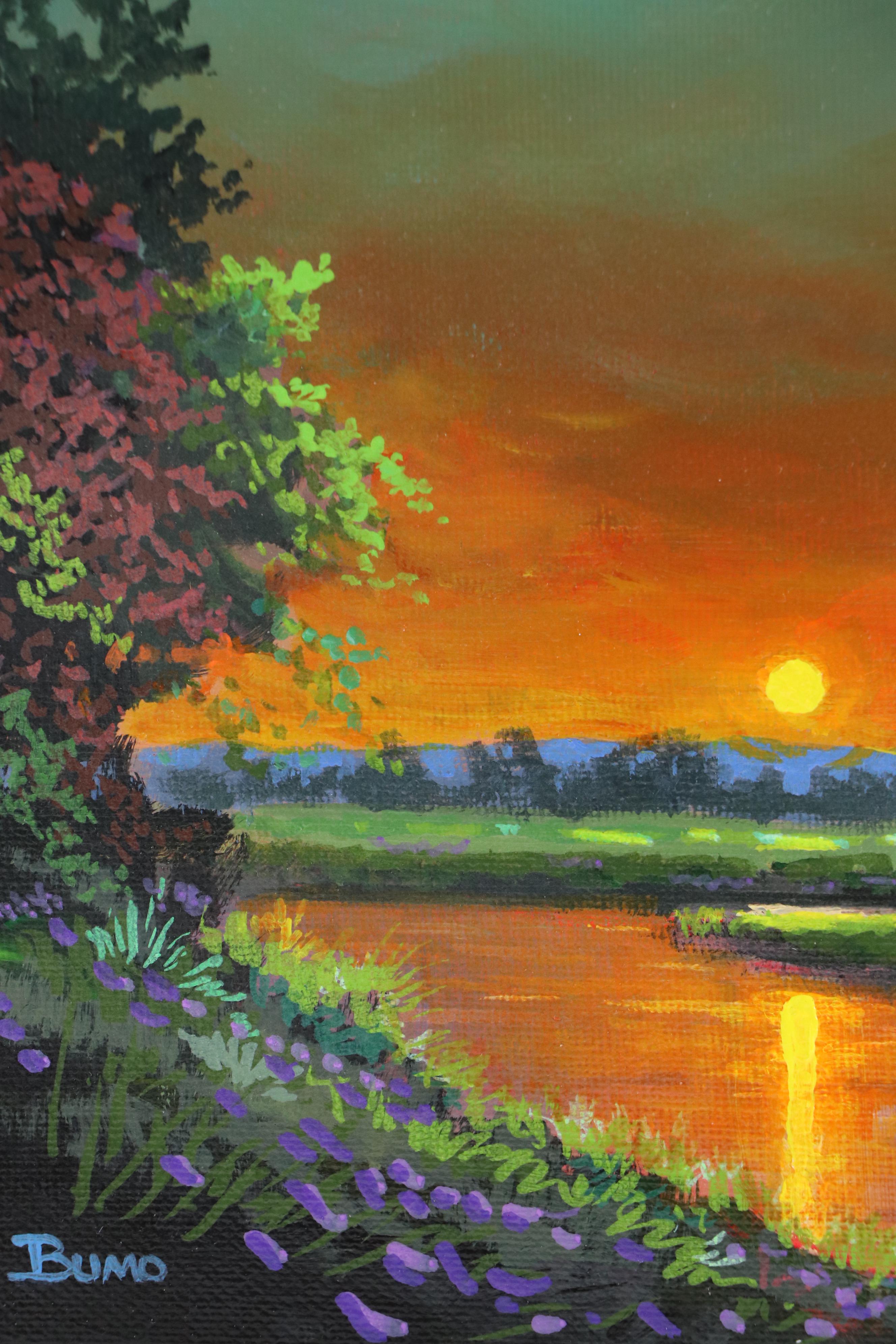 Doug "Bumo" Johnpeer Sunset Landscape Oil Painting, 2025