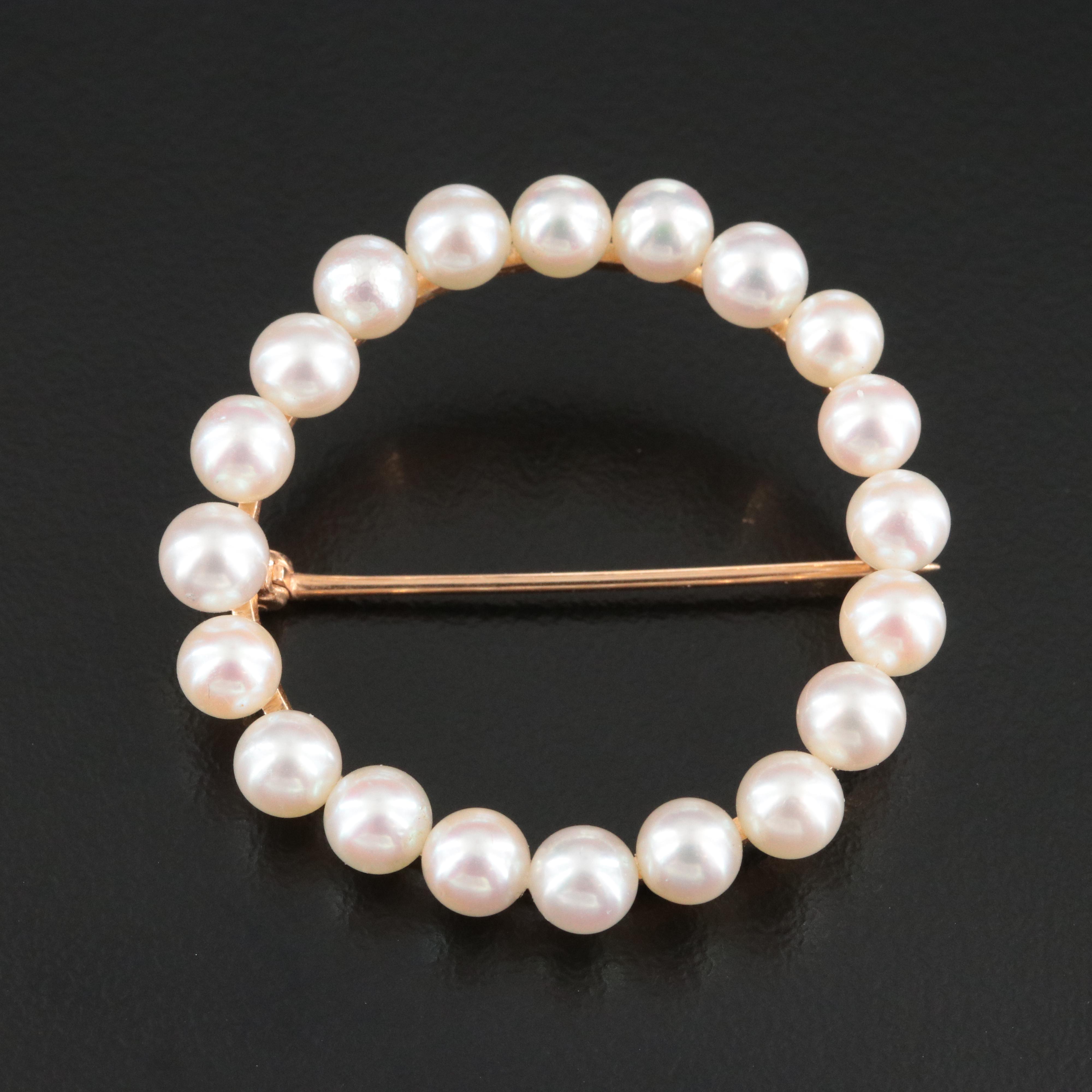 14K Pearl Brooch