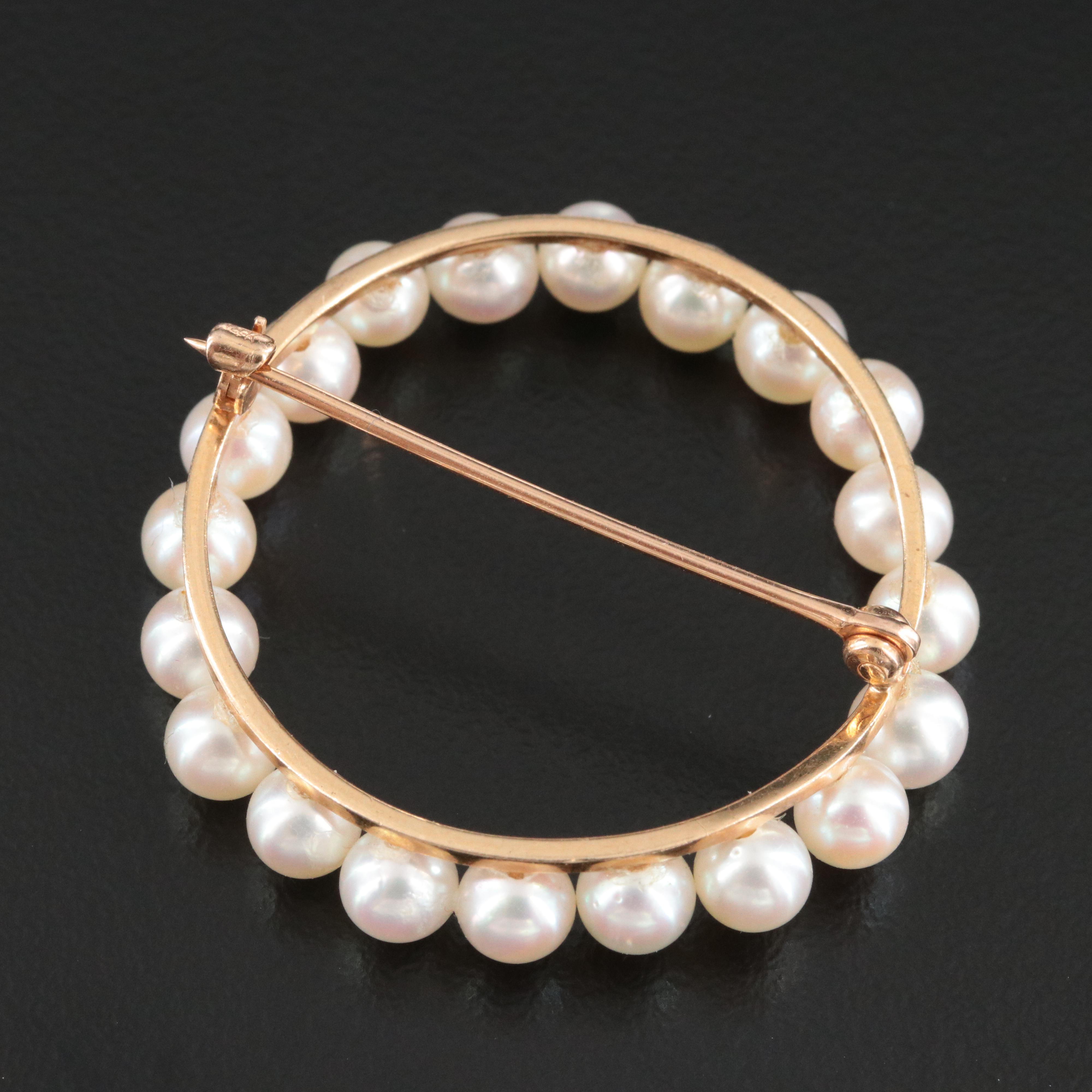 14K Pearl Brooch