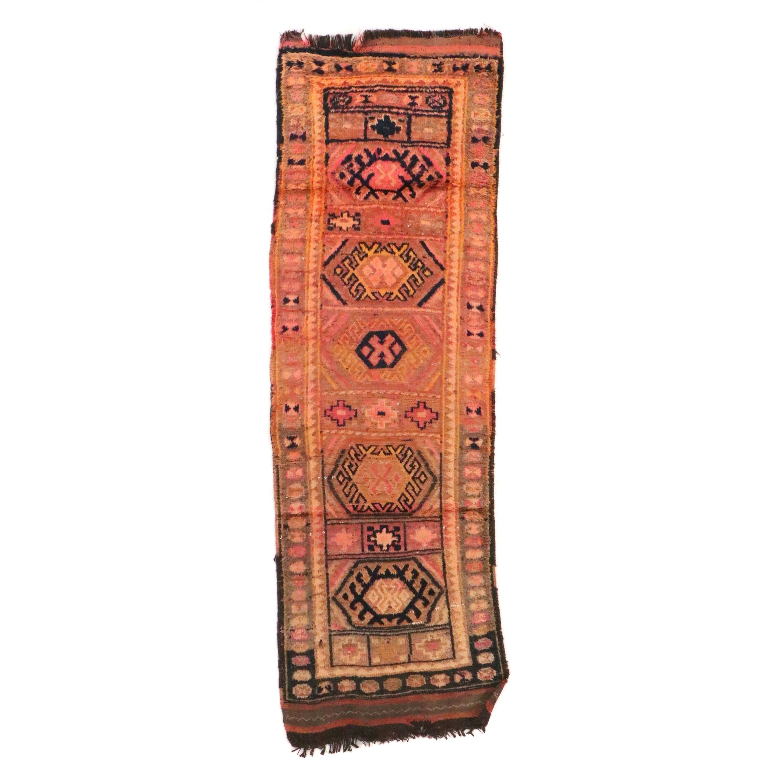2'11 x 9'1 Hand-Knotted Turkish Kurdish Carpet Runner Long Rug