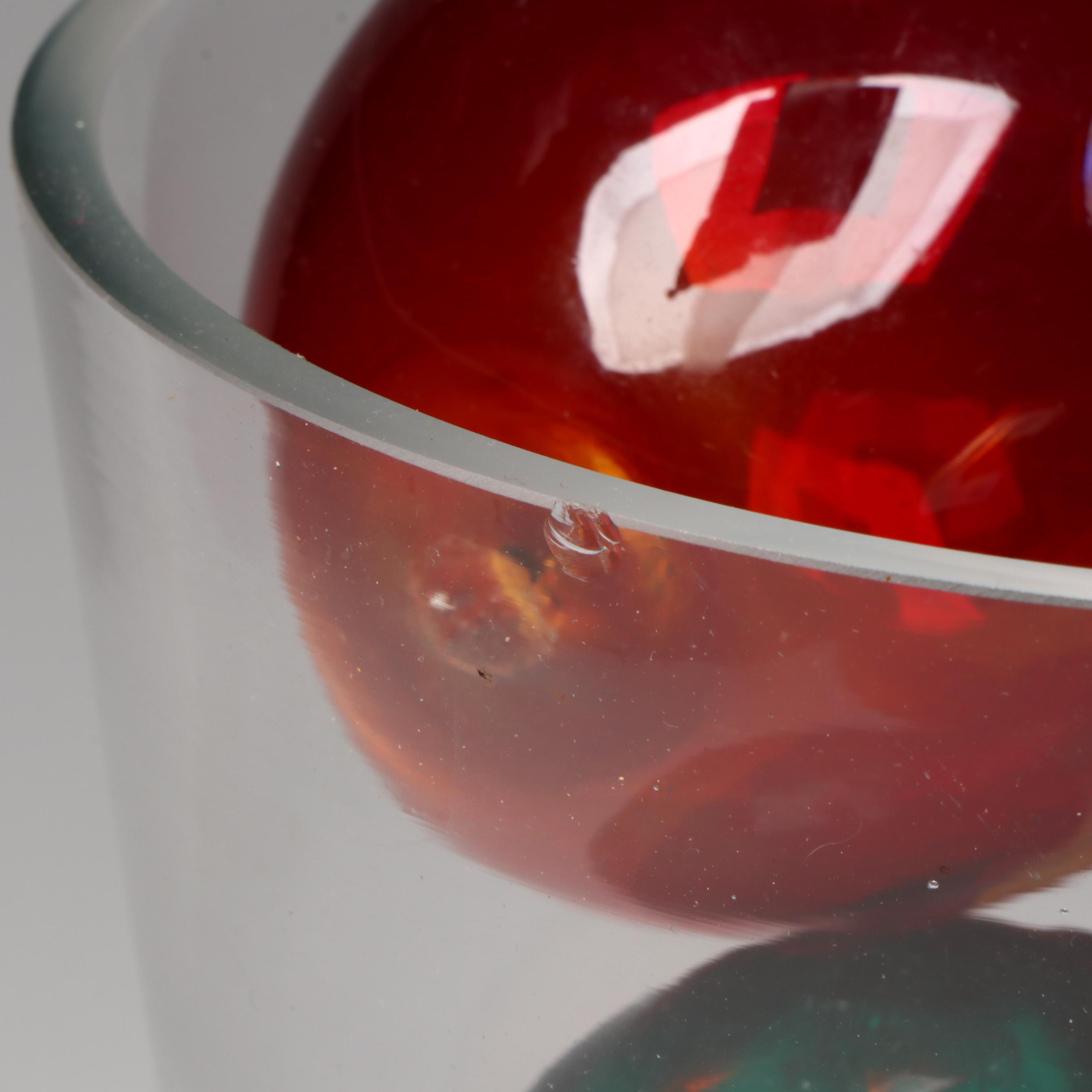 Multi-Colored Blown Glass Orbs in Clear Glass Vase
