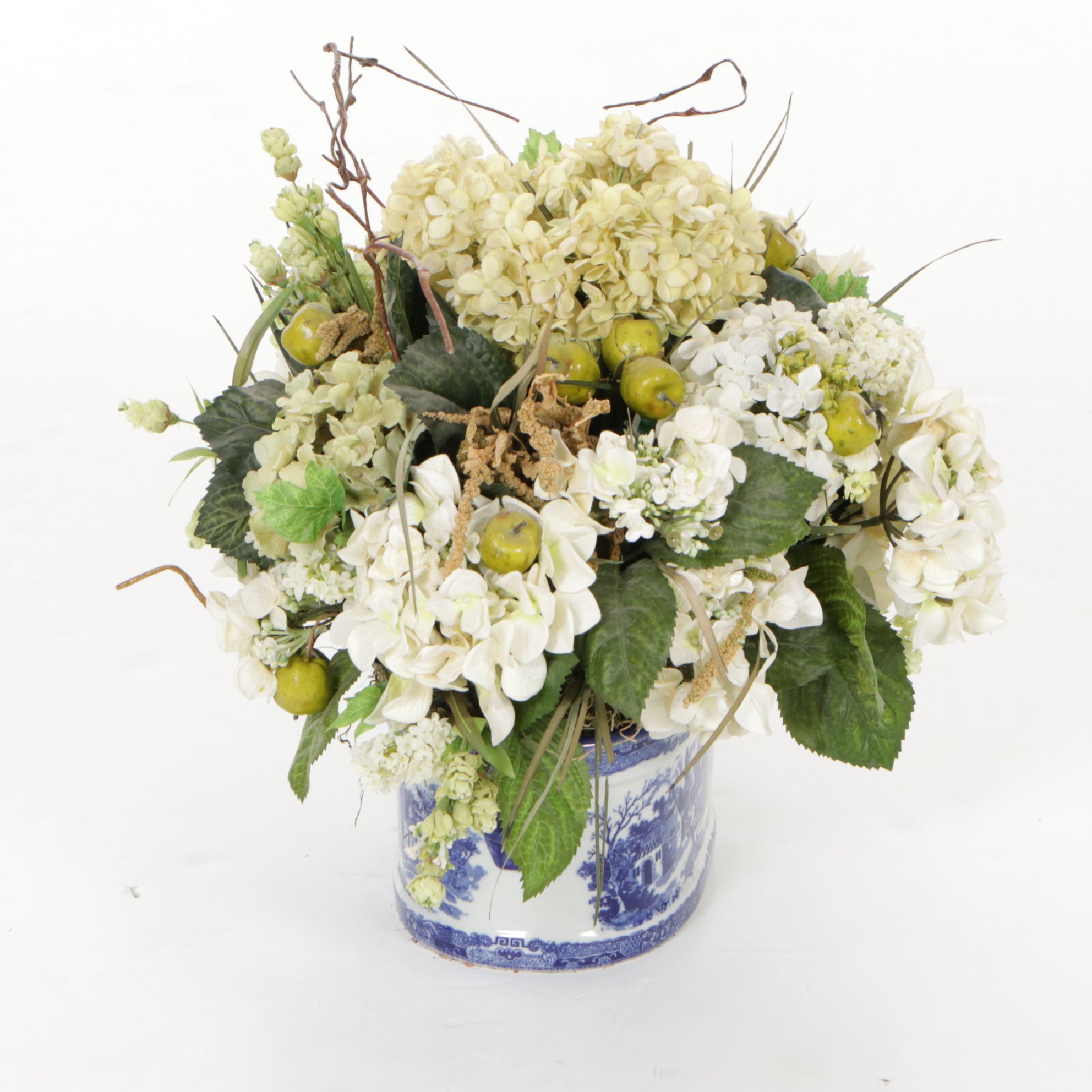 Victoria Ware Ironstone Reproduction Planter with Faux Flower Bouquet