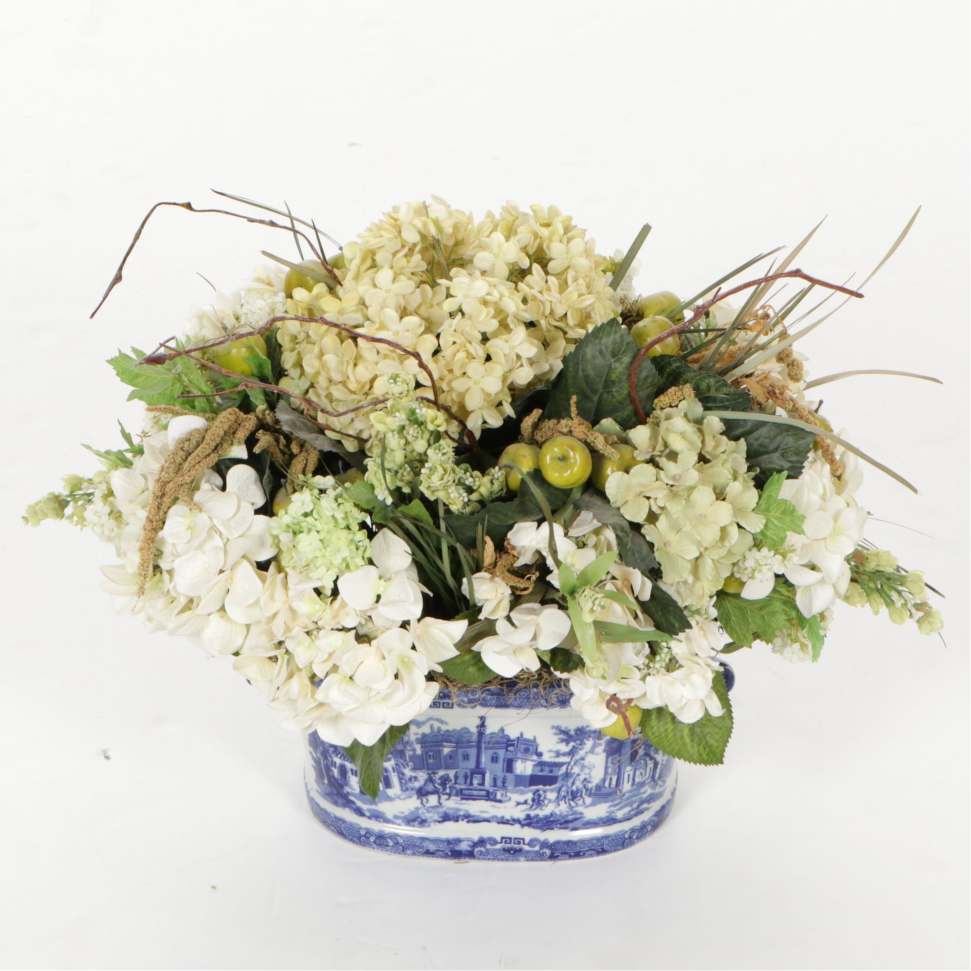 Victoria Ware Ironstone Reproduction Planter with Faux Flower Bouquet