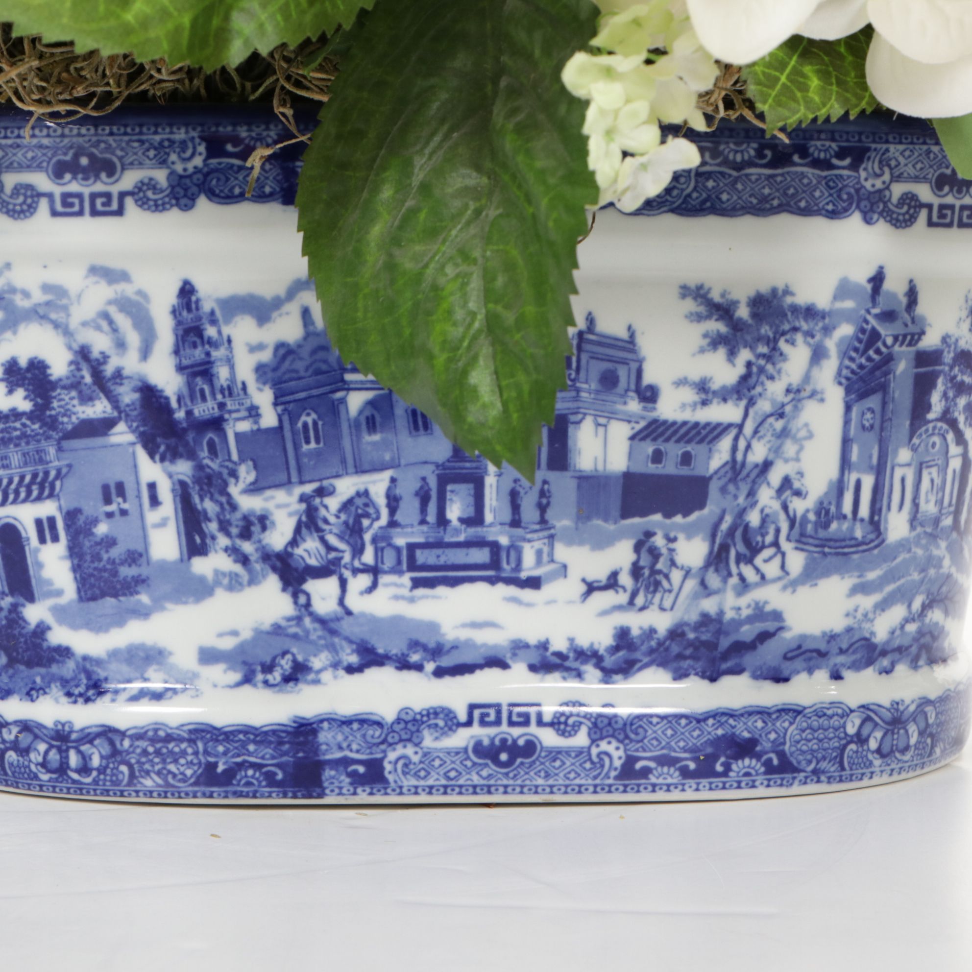 Victoria Ware Ironstone Reproduction Planter with Faux Flower Bouquet