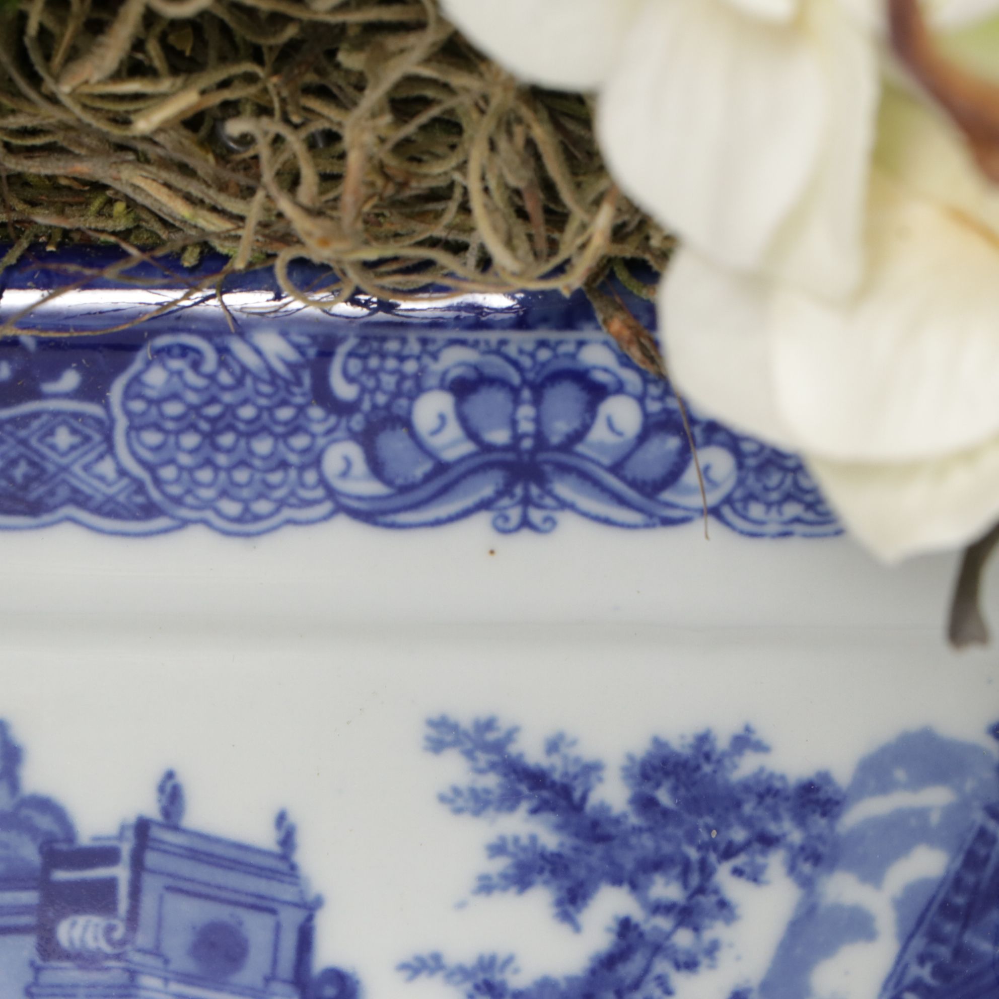 Victoria Ware Ironstone Reproduction Planter with Faux Flower Bouquet