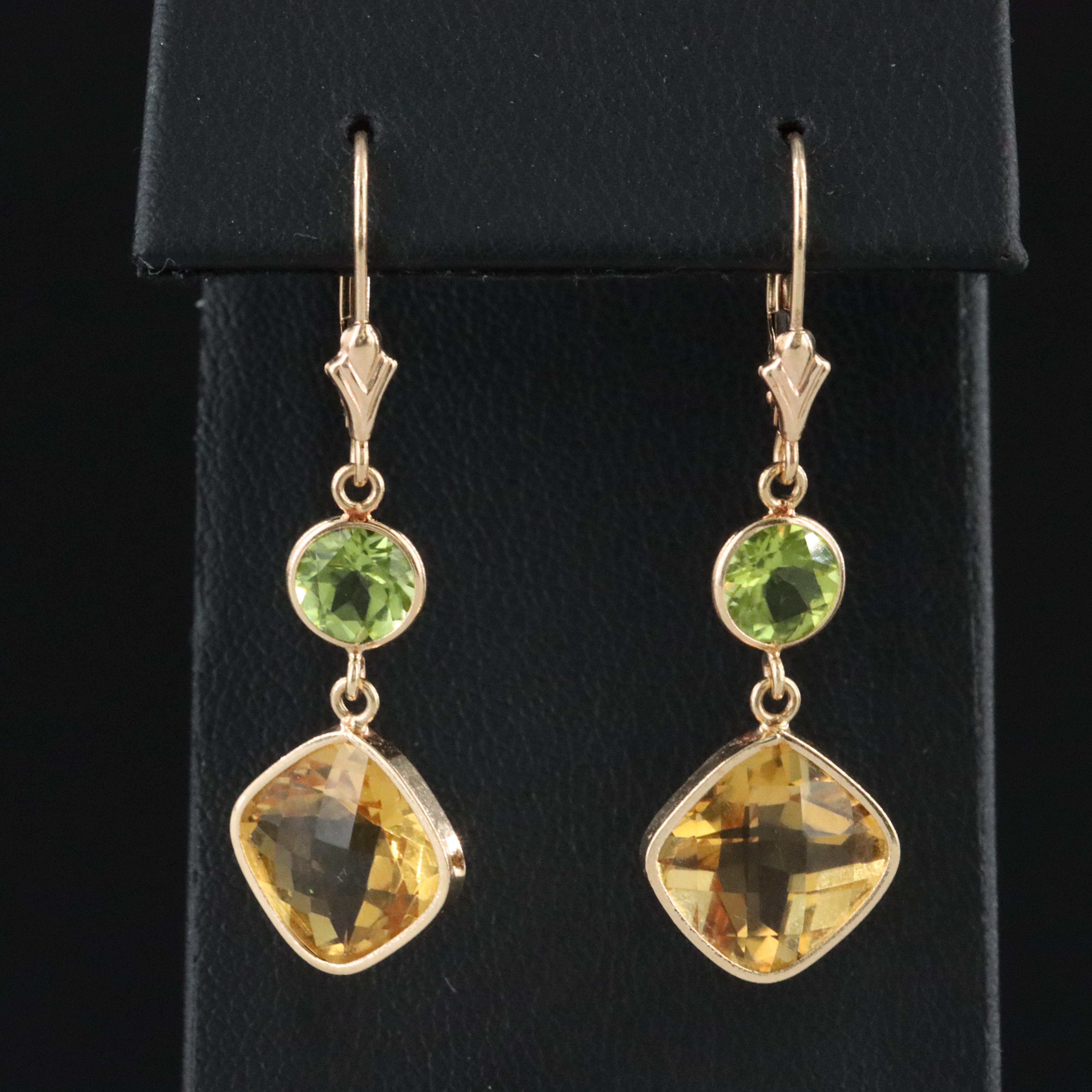 14K Citrine and Peridot Earrings