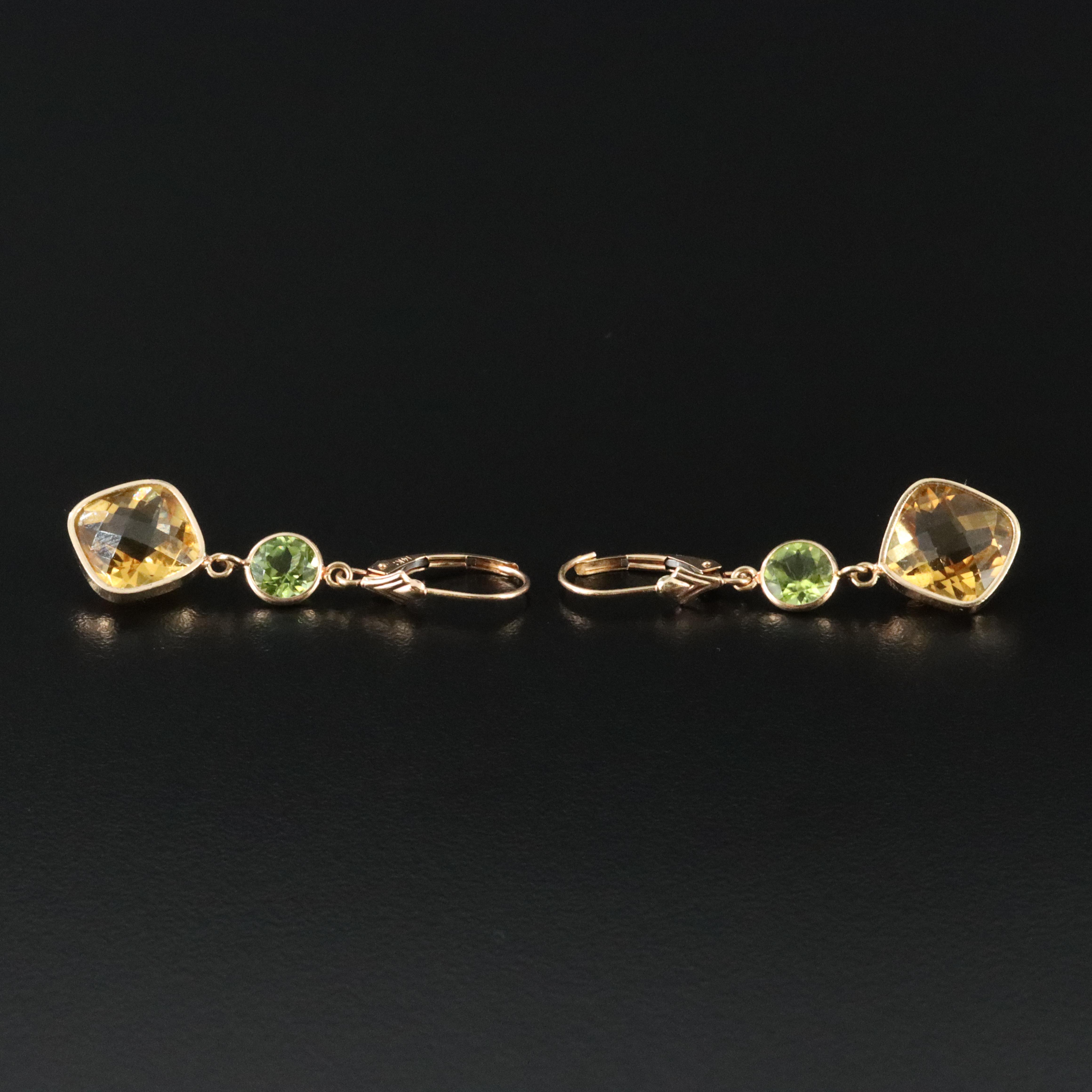 14K Citrine and Peridot Earrings