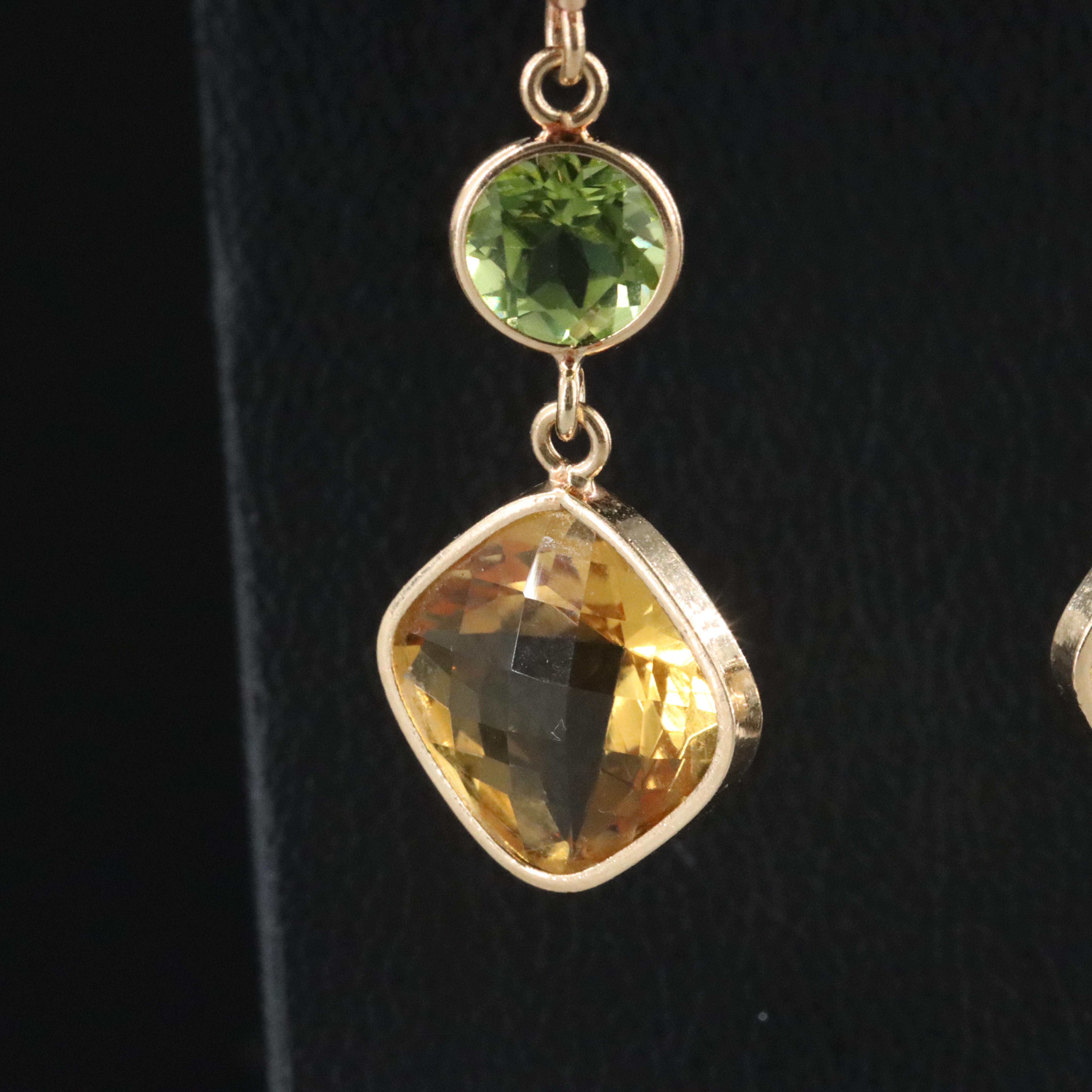 14K Citrine and Peridot Earrings
