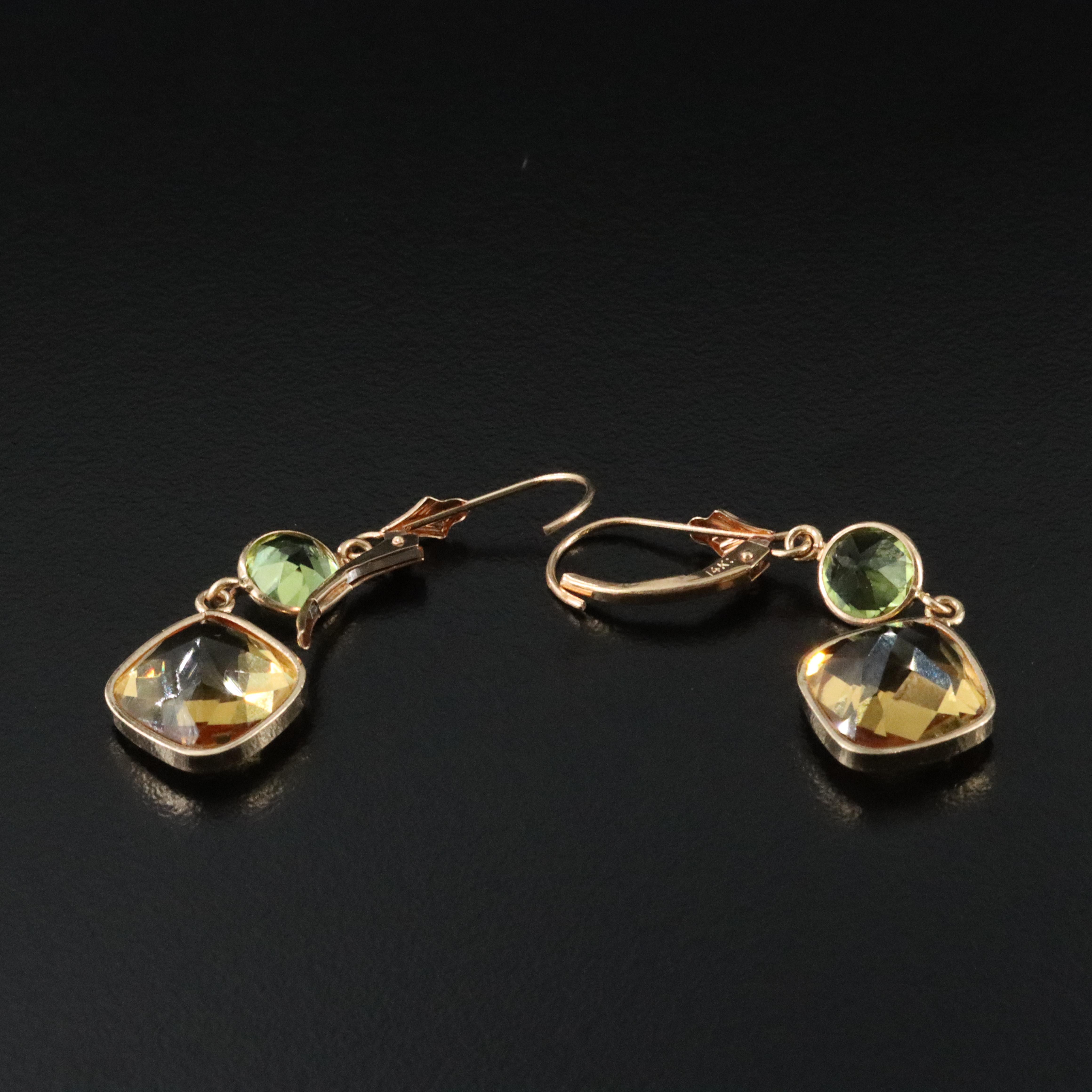 14K Citrine and Peridot Earrings
