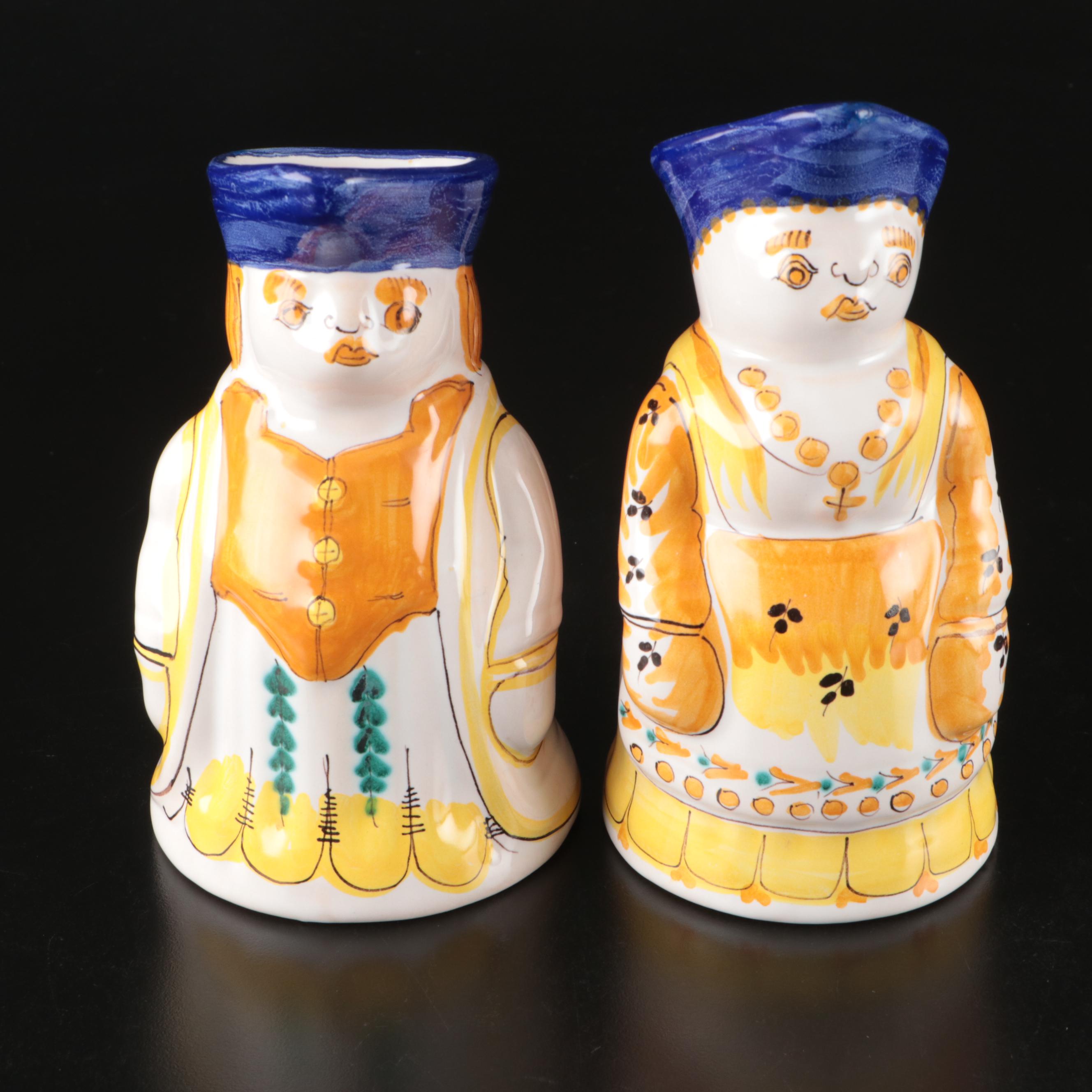 Italian Bouquet Porcelain Wall Hanging Plate with Figural Creamers