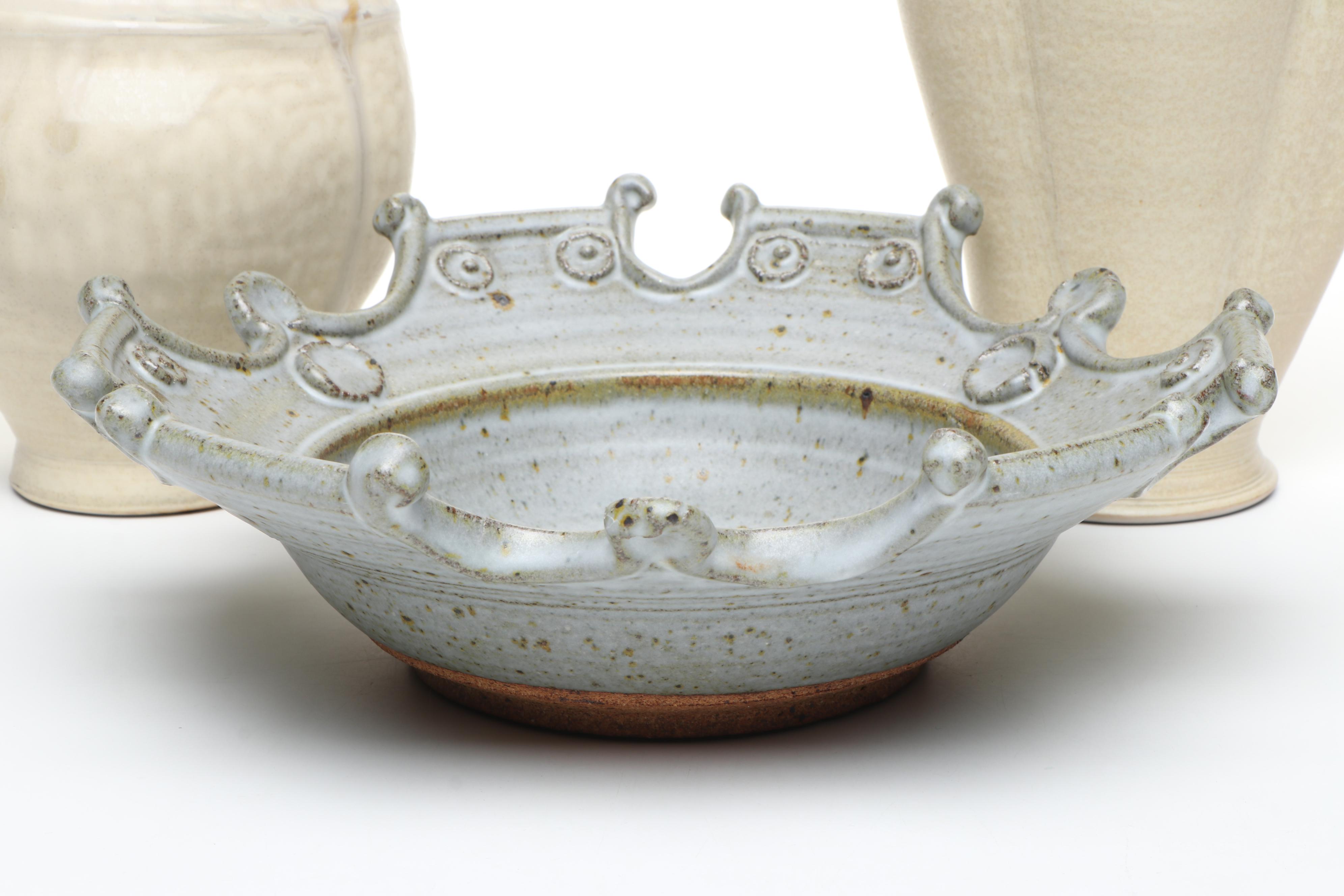 Nell Hazinski, More Signed Art Pottery Ewer, Pitcher and Bowls