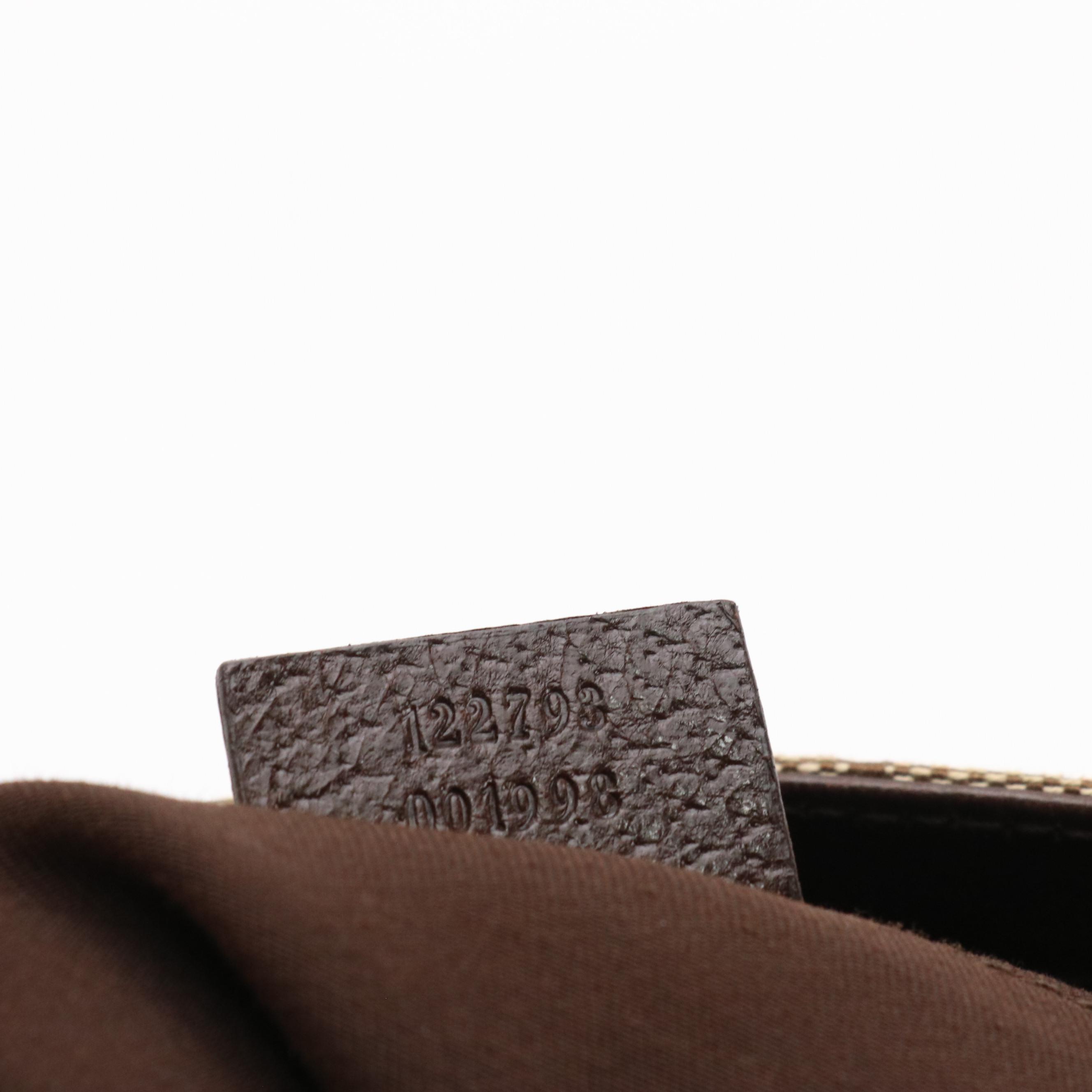 Gucci Flat Messenger Bag in GG Canvas and Brown Cinghiale Leather Trim