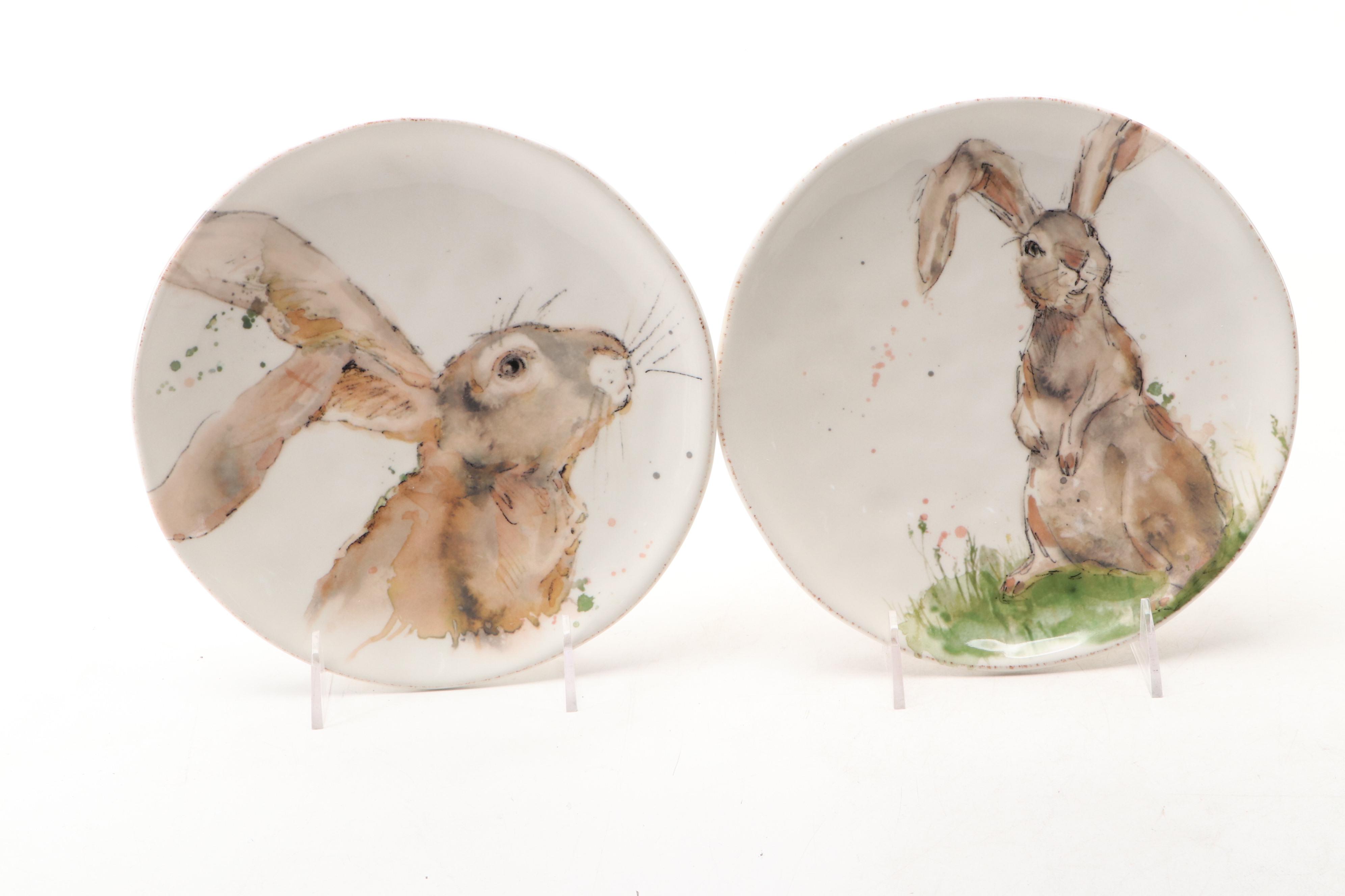 Southern Living Rabbit Pattern Ironstone Plates