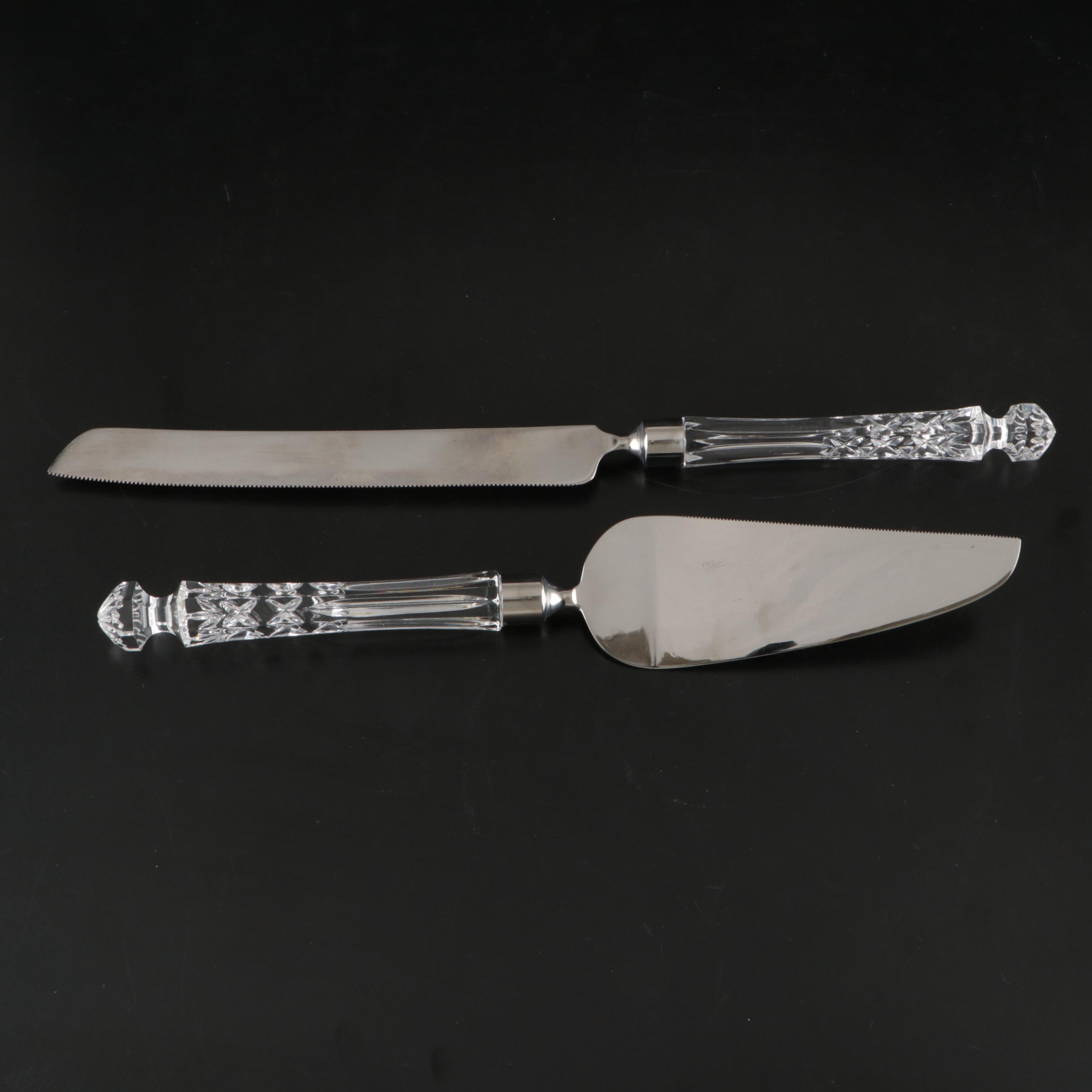 Waterford Crystal Handle Stainless Steel Cake Server and Knife