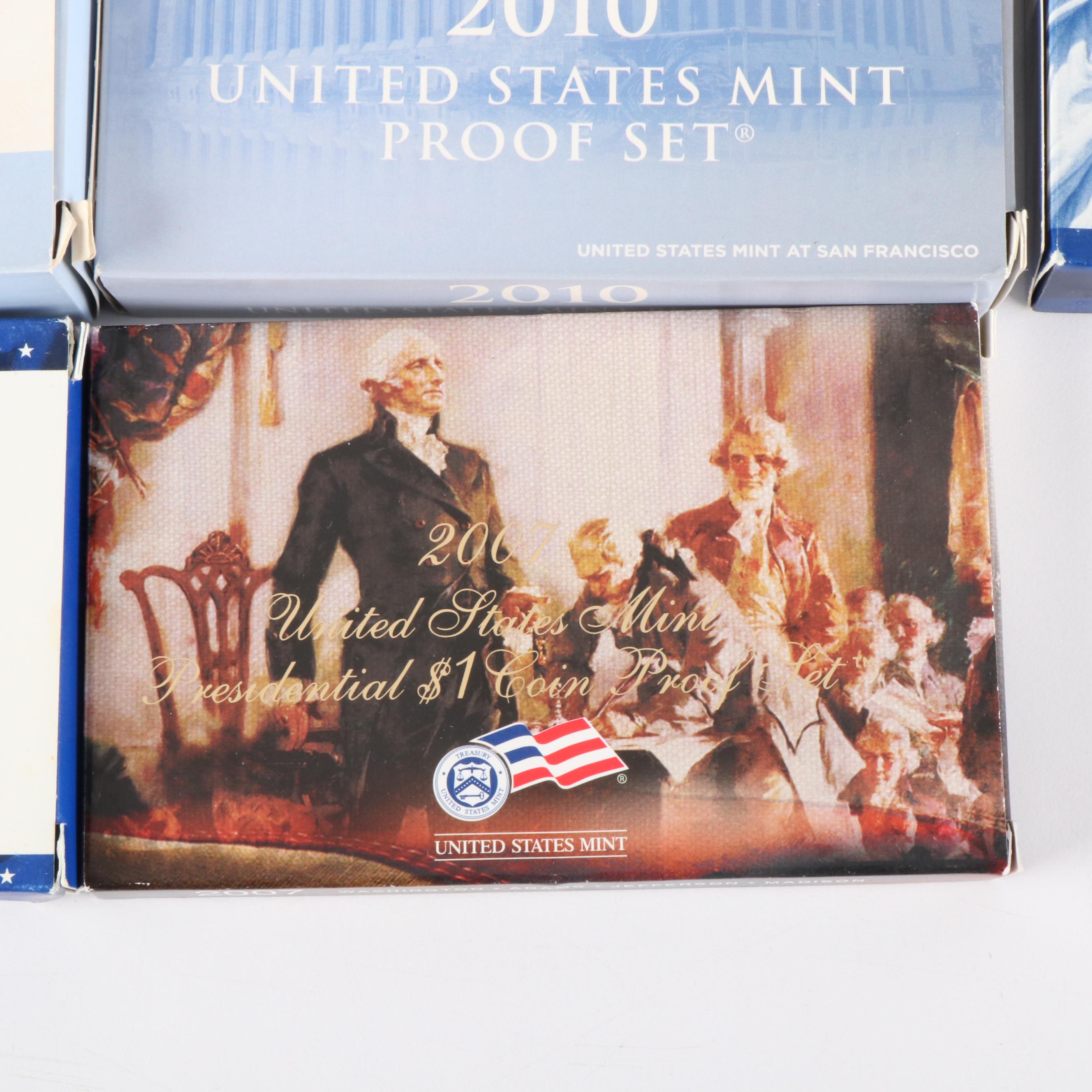 Seven  Modern U.S. Mint Proof Sets, 2007, 2008, 2009, 2010, 2011, 2013