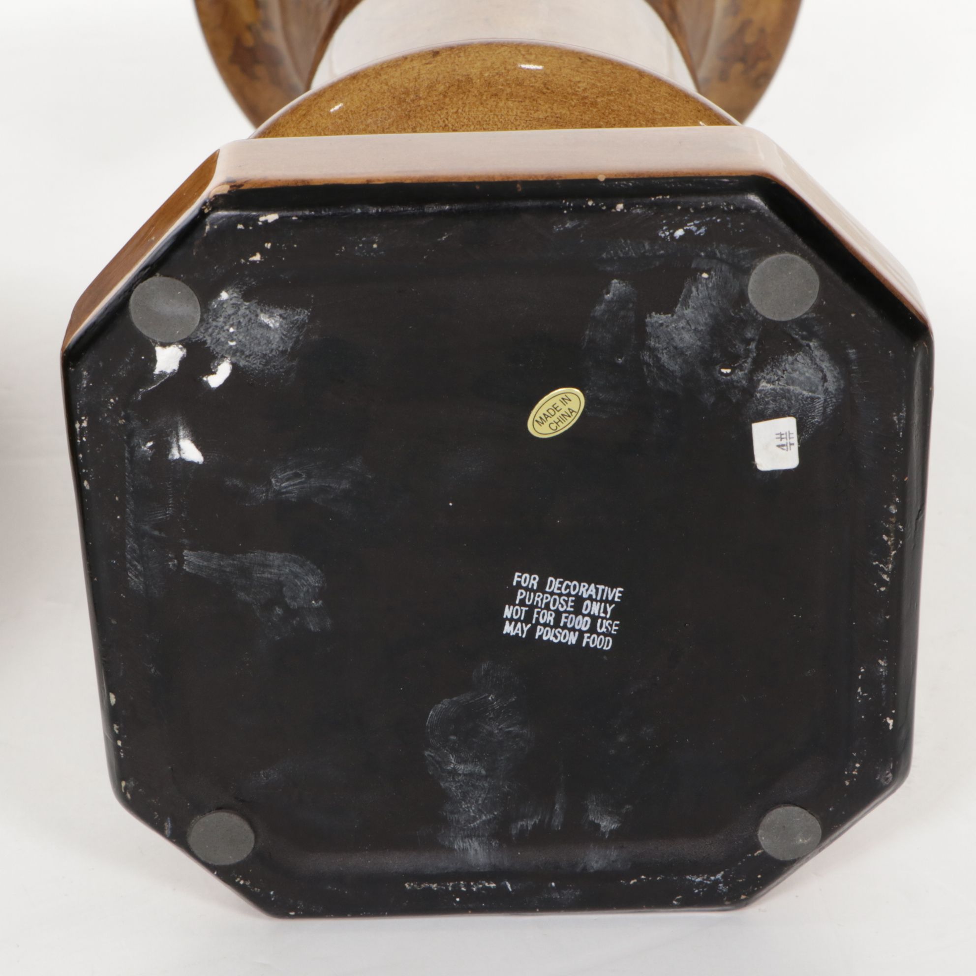 Pair of Ceramic Decorative Crackle Vases with Rose Motifs