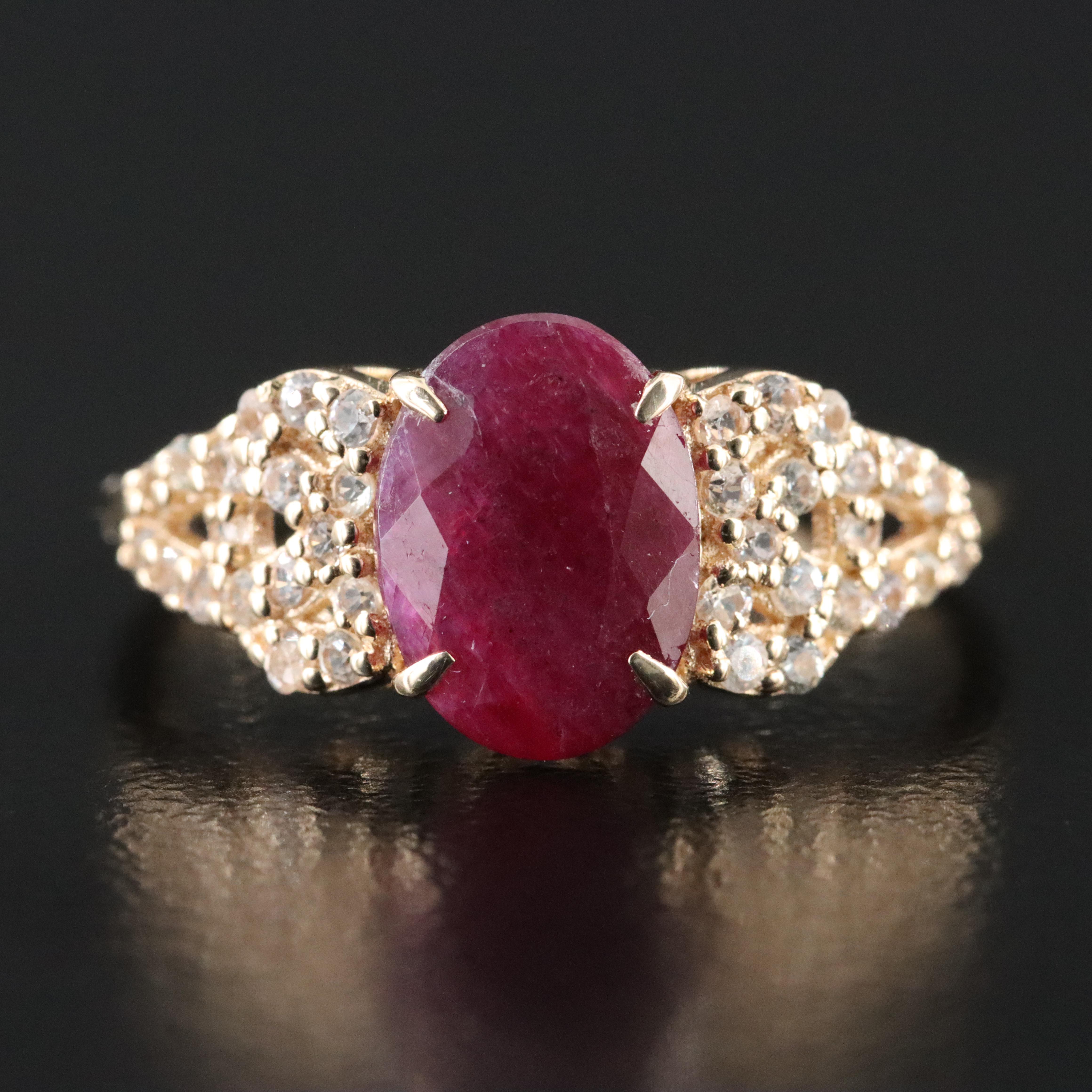 14K 1.80 CT Ruby and White Sapphire Ring