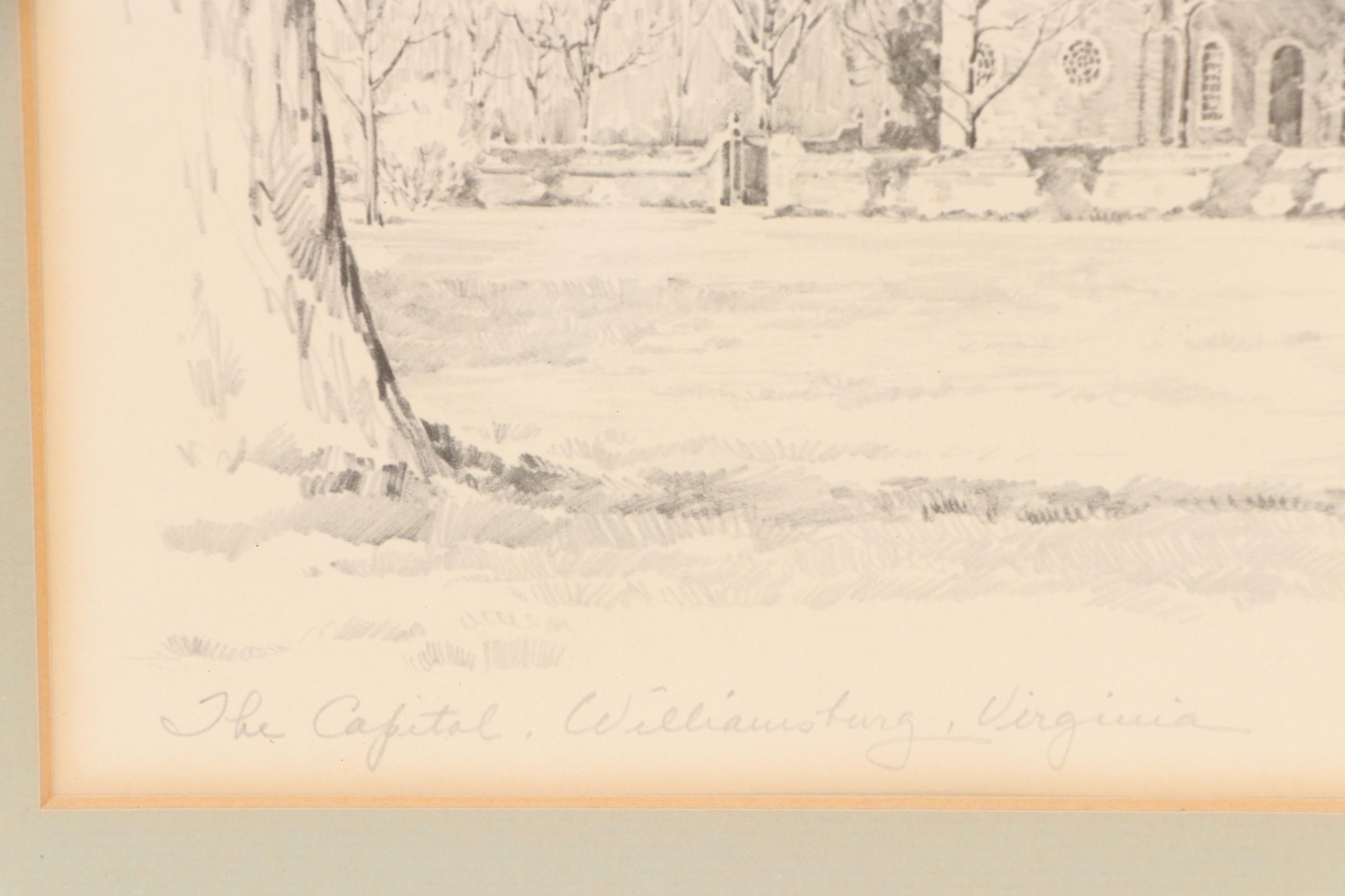 Halftones After Charles H. Overly of Buildings in Williamsburg, Virginia