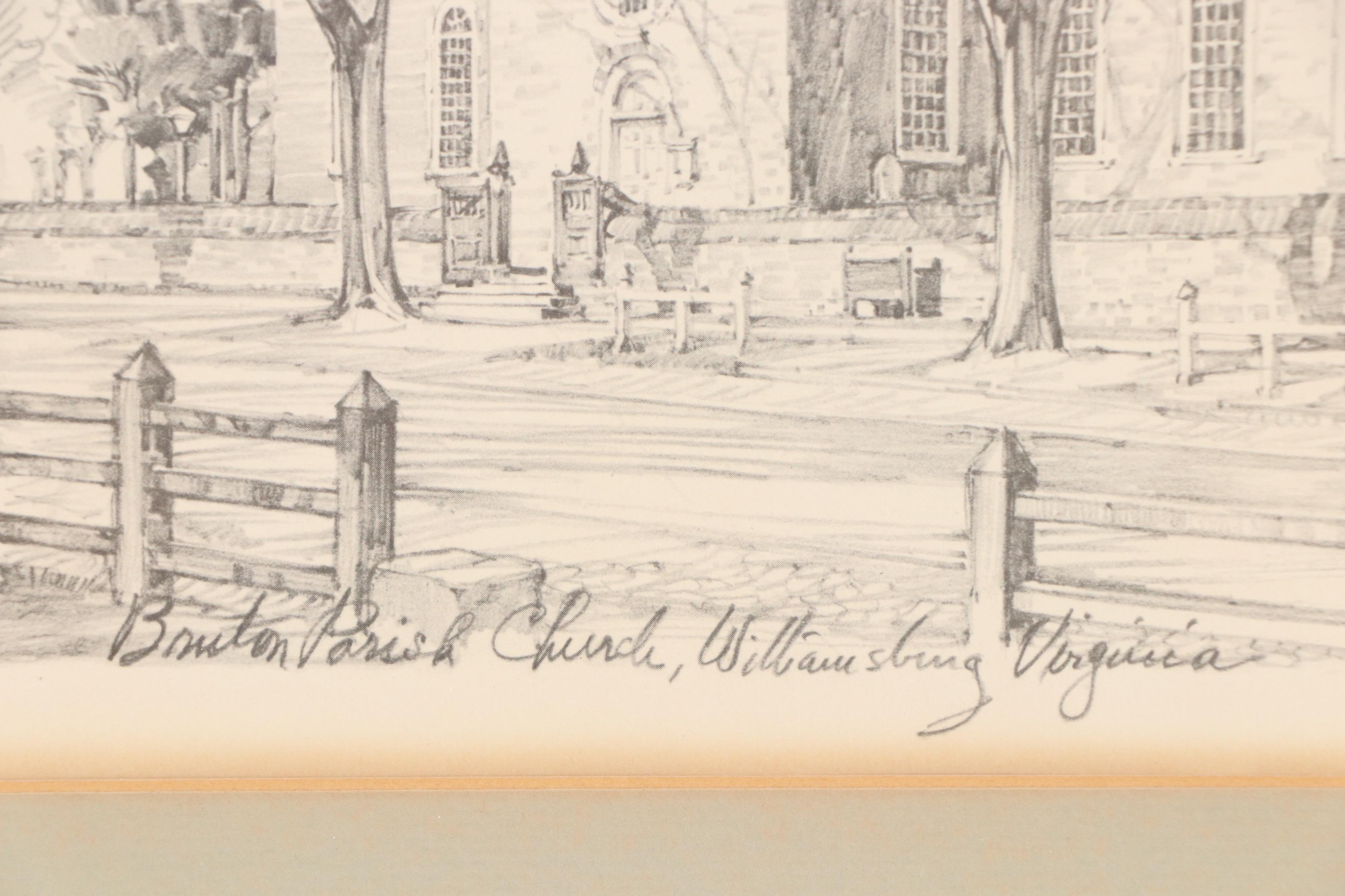 Halftones After Charles H. Overly of Buildings in Williamsburg, Virginia